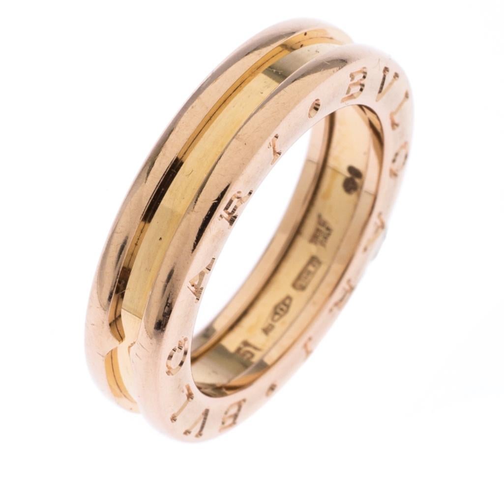 Contemporary Bvlgari B.Zero 1 18K Rose Gold One Band Ring Size 51