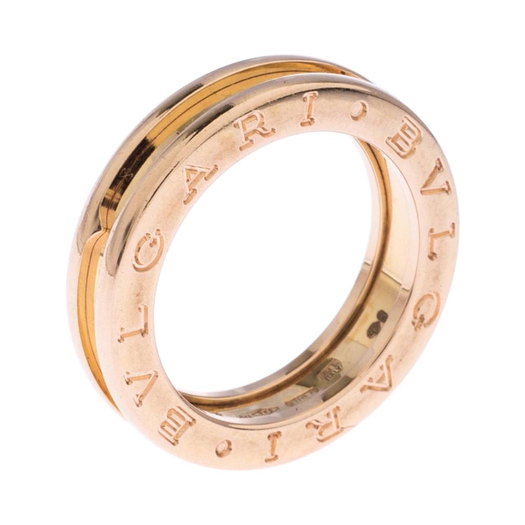 Bvlgari B.Zero 1 18K Rose Gold One Band Ring Size 51