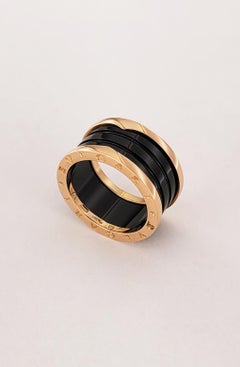 Bvlgari B.Zero 1 18k Rose Gold Spiral Black Ceramic Ring