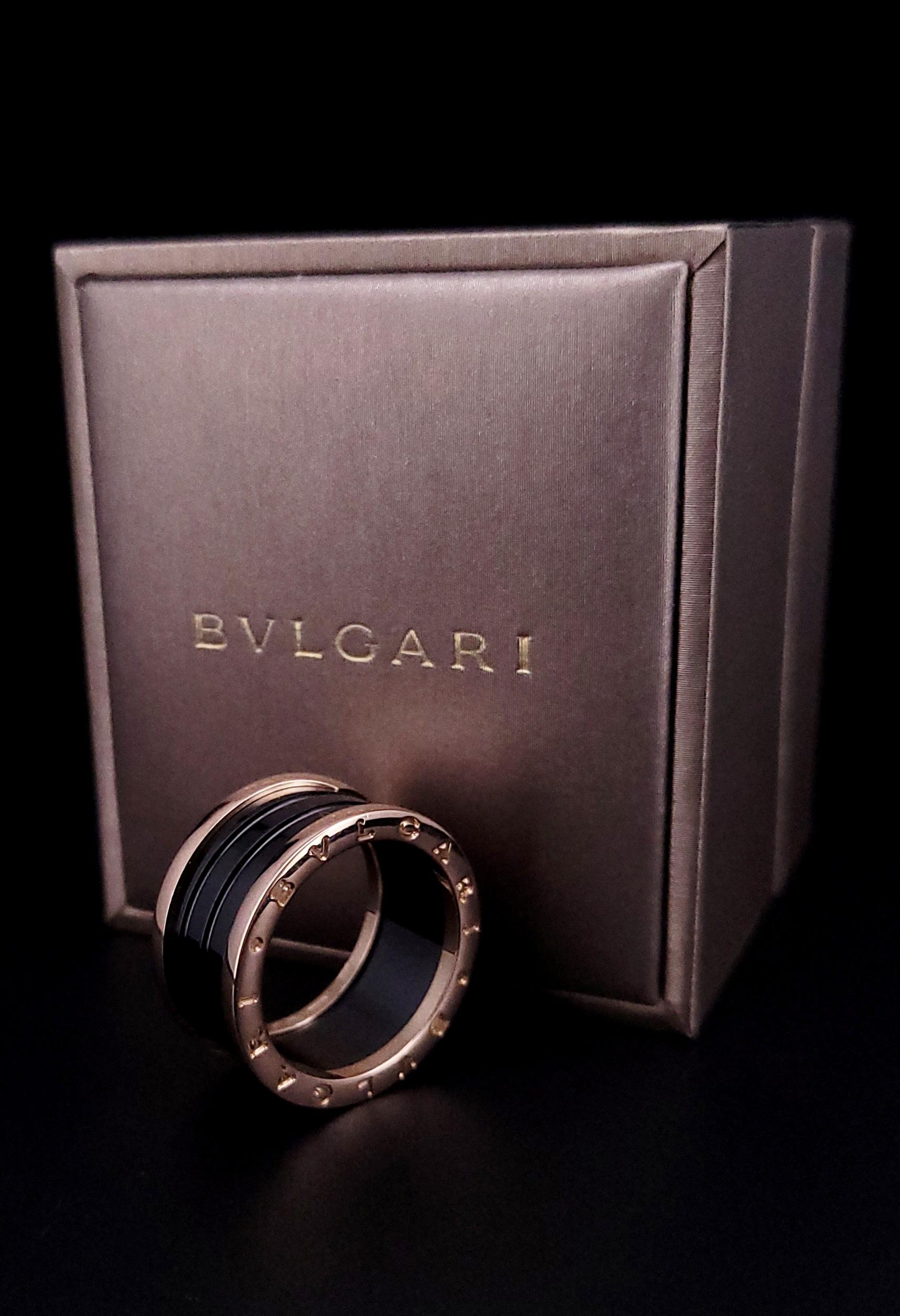 Bvlgari B.Zero 1, bague en céramique noire spiralée en or rose 18 carats Pour femmes en vente