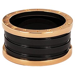 Bvlgari B.Zero 1 Anello in ceramica nera a spirale in oro rosa 18 carati