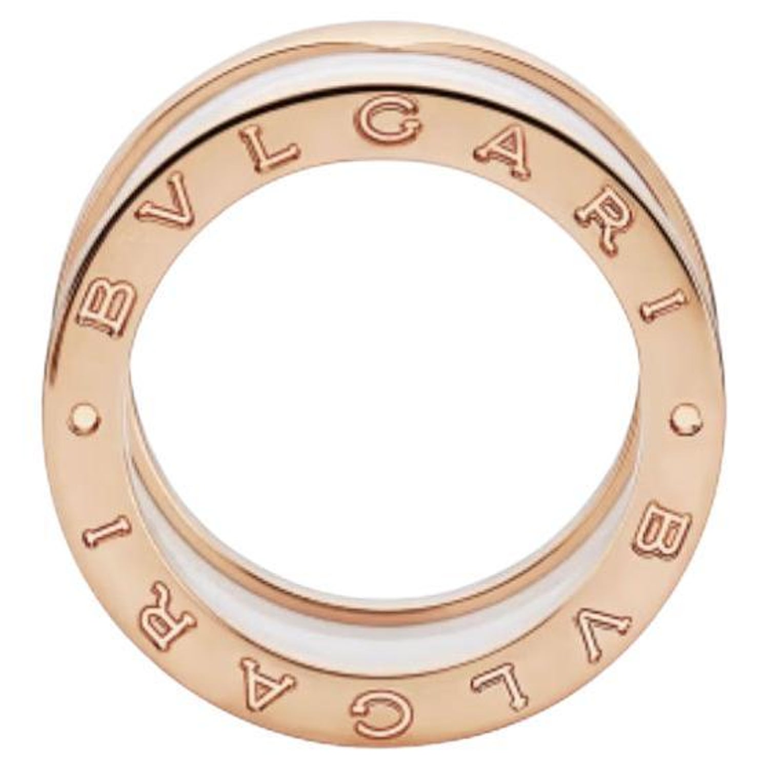 Bvlgari B.Zero 1 4 Band Ring, 18k Rose Gold and White Ceramic For Sale at  1stDibs
