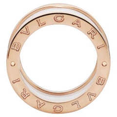 Bvlgari B.Zero 1 4 Band Ring, 18k Rose Gold & White Ceramic