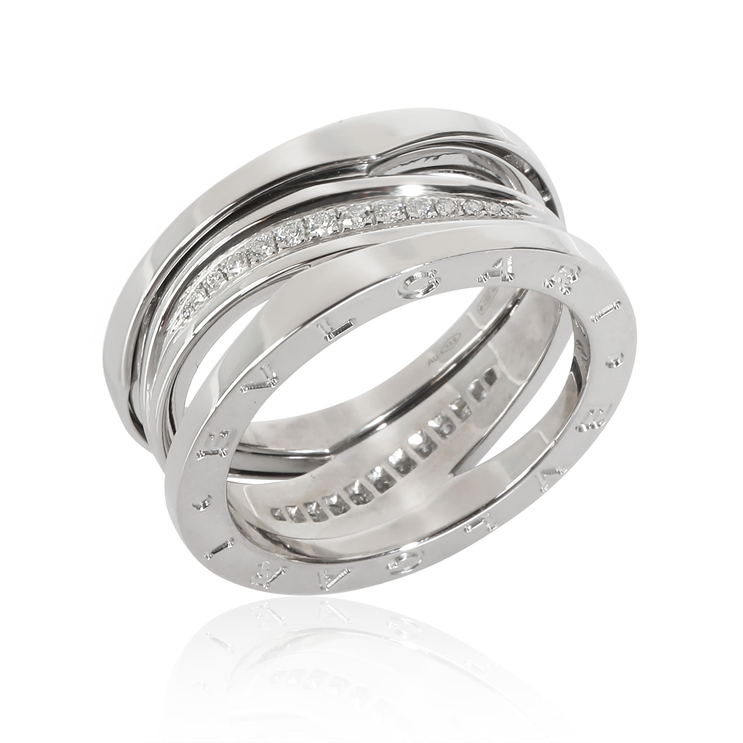 BVLGARI B.zero 1 Legend Diamond Ring in 18k White Gold 0.16 CTW In Excellent Condition In New York, NY