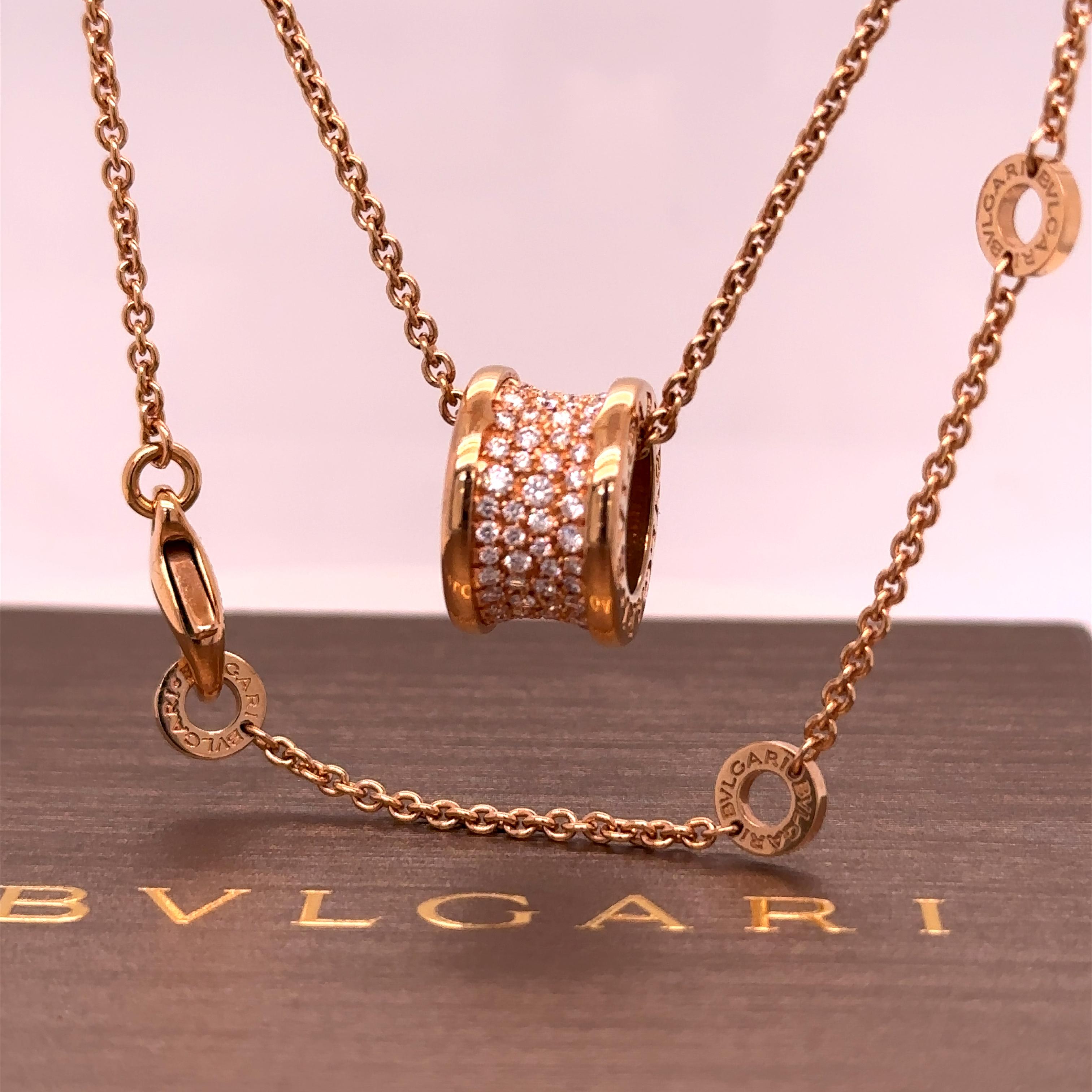 Bvlgari B.Zero 1 Necklace Rose Gold 0.87ct In Excellent Condition In SYDNEY, NSW