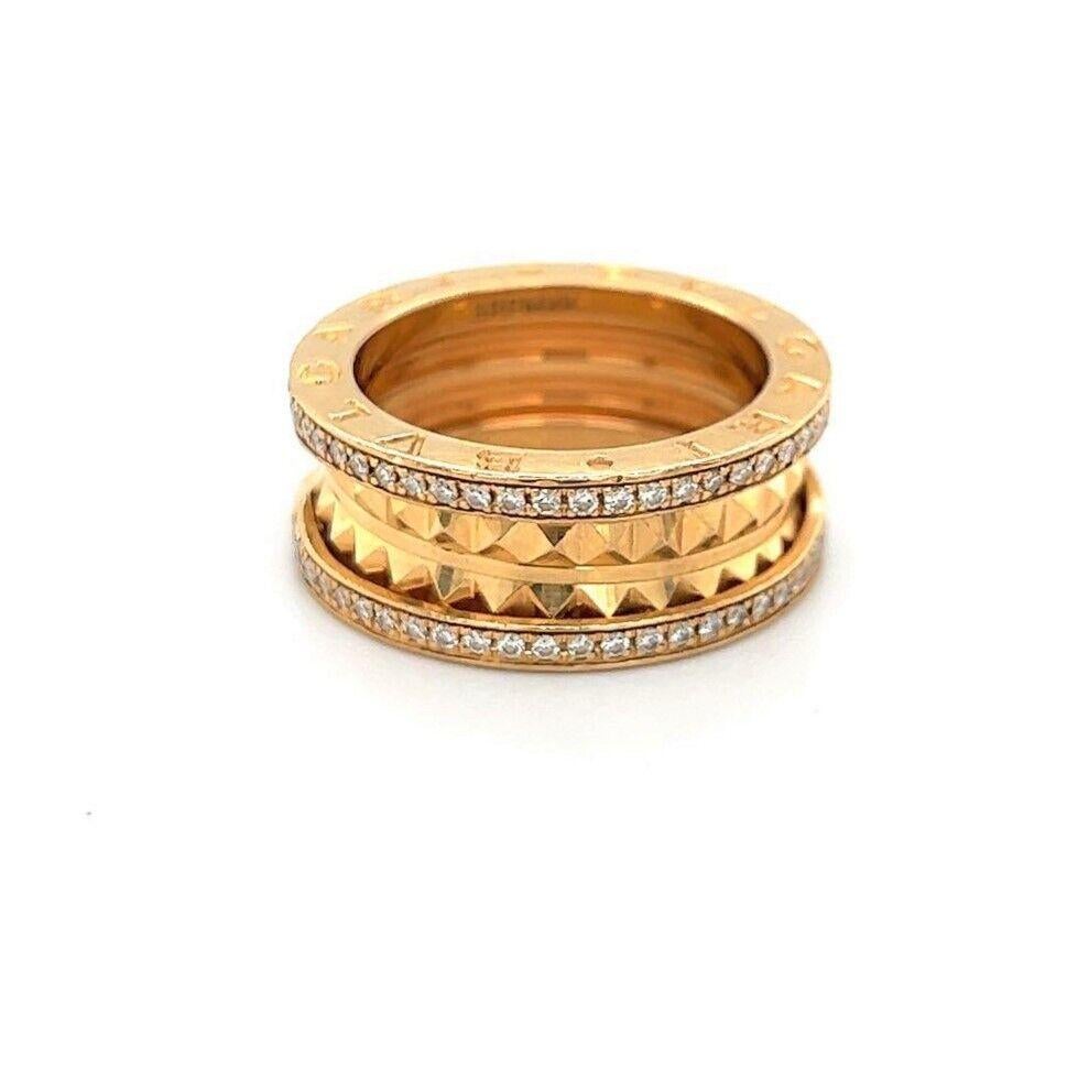 Bvlgari B.Zero-1 Rock 18 Karat Yellow Gold Two Row Diamond Band Ring, Italy In Good Condition For Sale In Guilford, CT