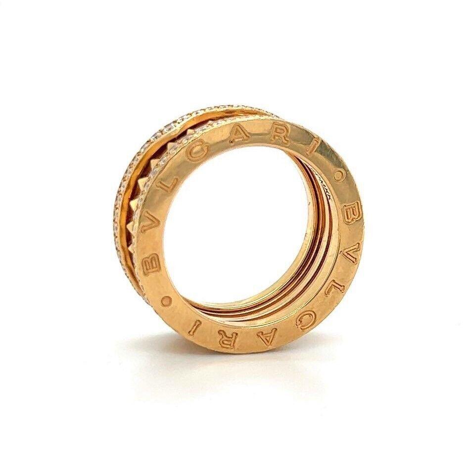 Women's or Men's Bvlgari B.Zero-1 Rock 18 Karat Yellow Gold Two Row Diamond Band Ring, Italy For Sale