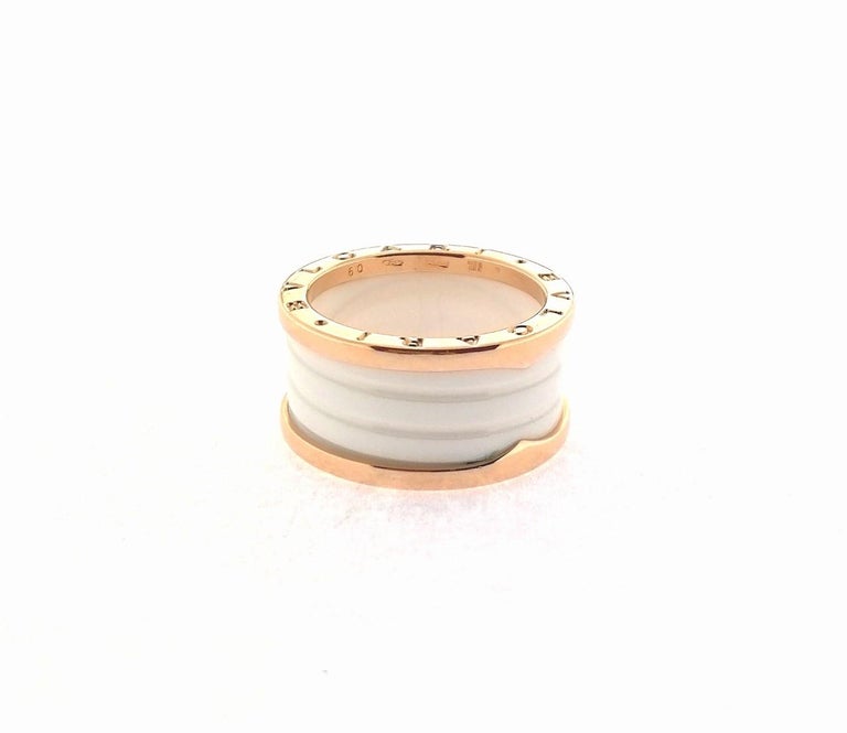 Bvlgari B.Zero 1 Rose Gold and White Ceramic Ring at 1stDibs | bvlgari  white ceramic ring, bvlgari ceramic ring
