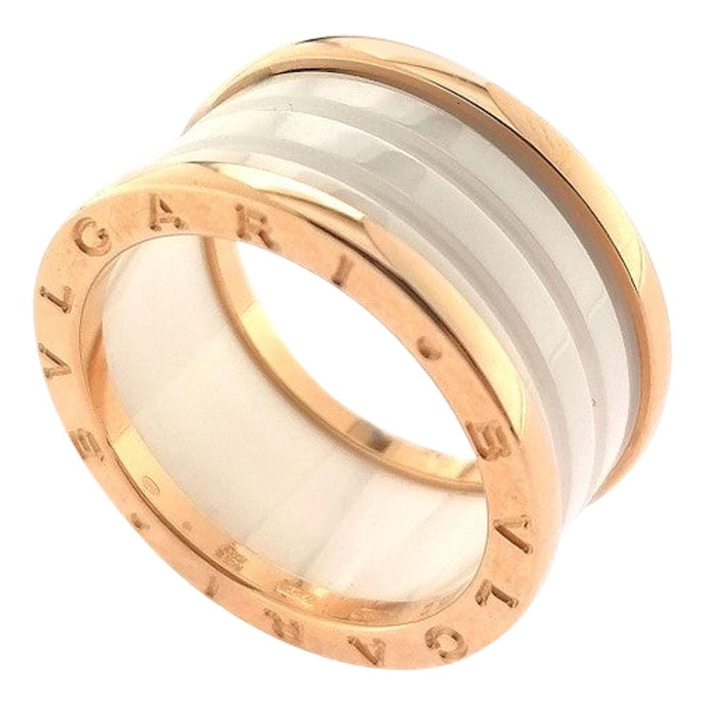 Bvlgari B.Zero 1 Rose Gold and White Ceramic Ring