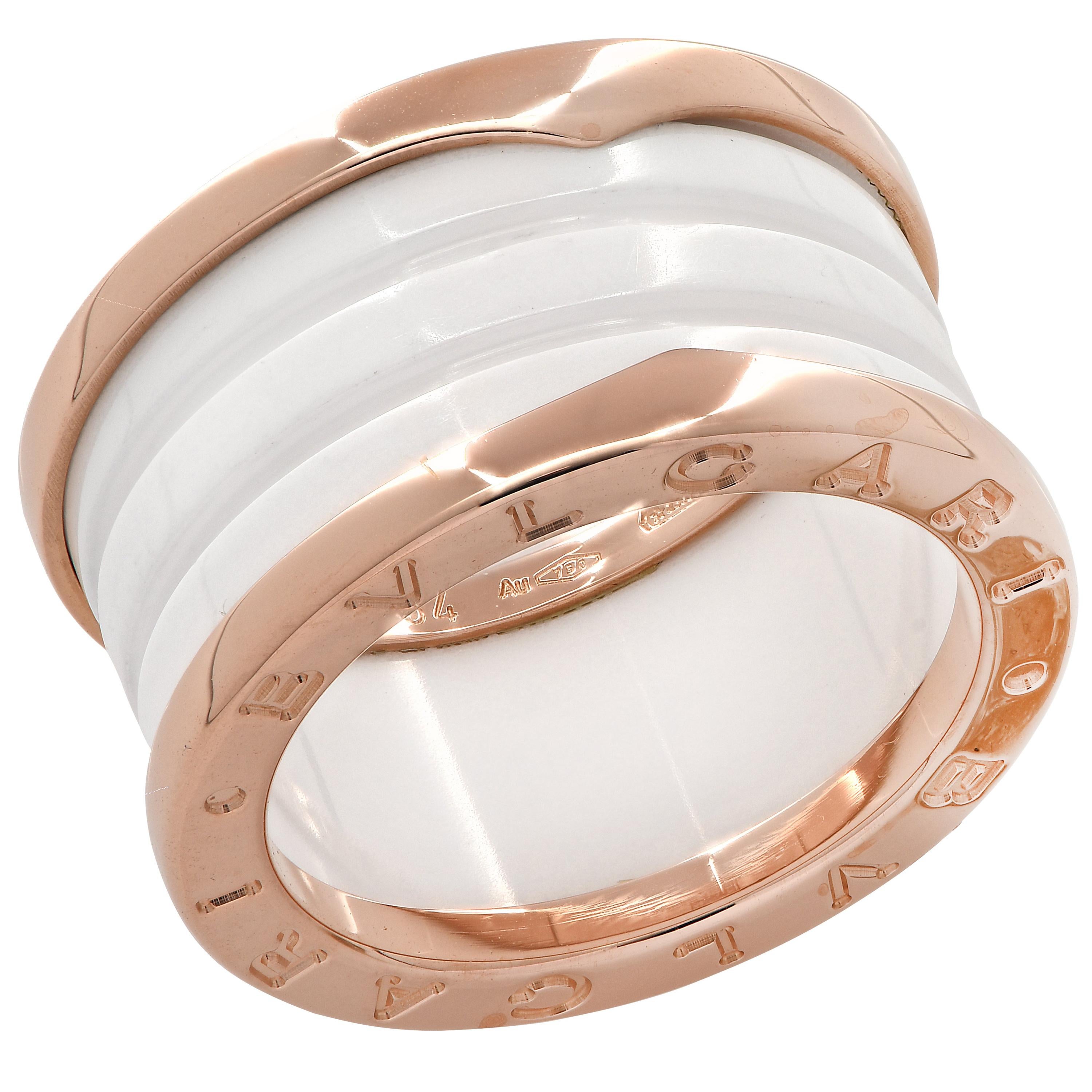 Bvlgari B.Zero 1 Rose Gold and White Ceramic Ring