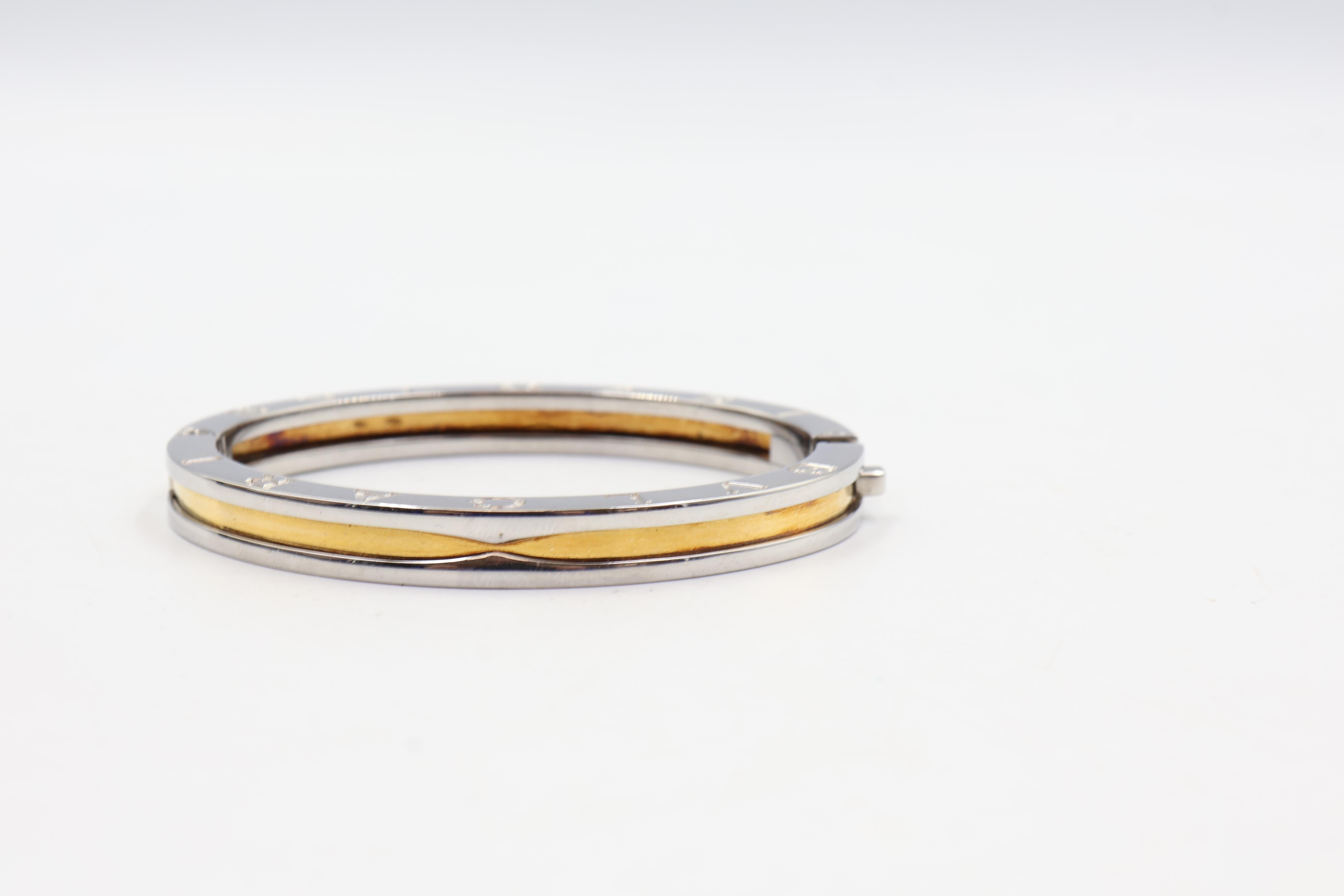 da uomo o donna BVLGARI B.Zero 1 Stainless Steel & 18k Gold Bracelet With Box in vendita