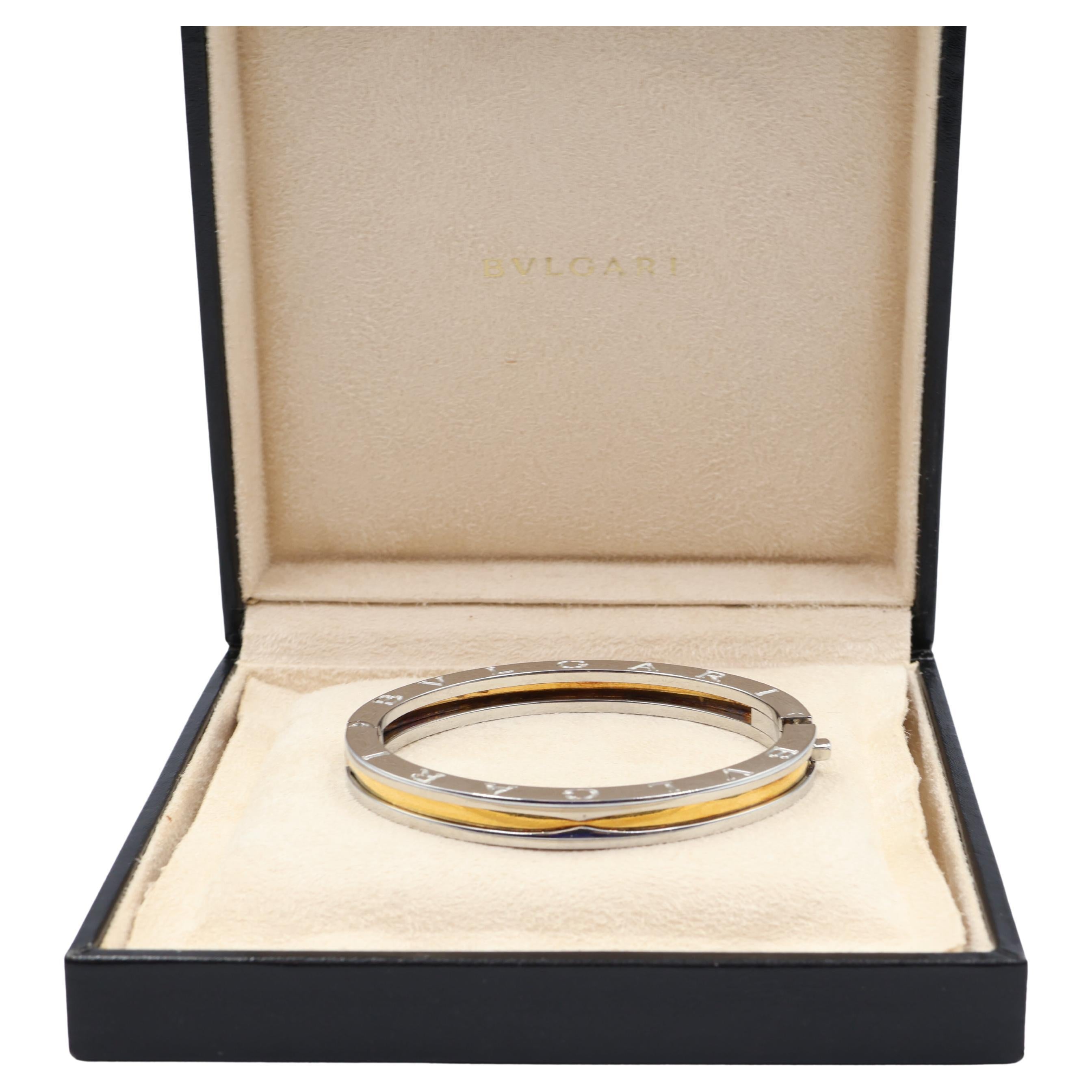 BVLGARI B.Zero 1 Stainless Steel 
18k Gold Bracelet With Box in vendita