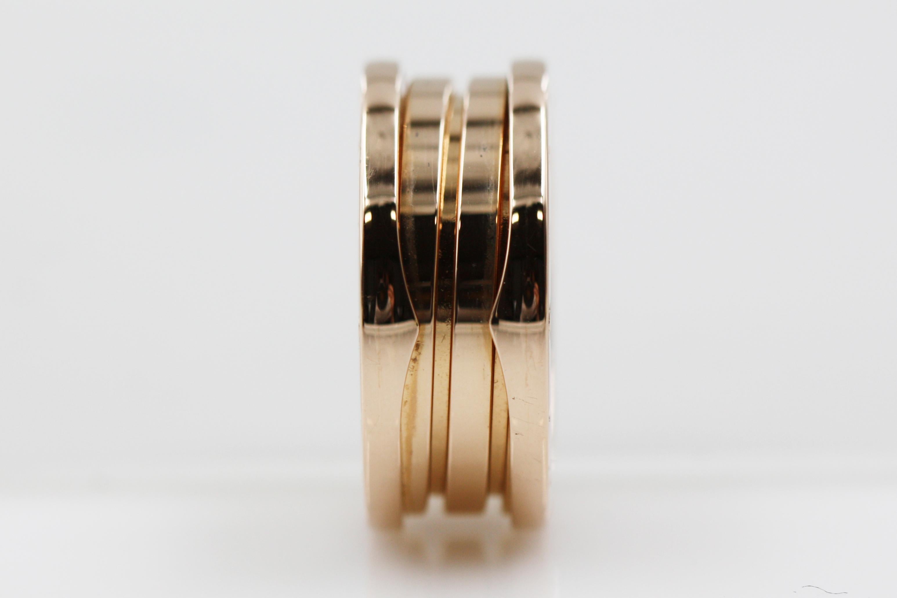 Bvlgari B.Zero 18 Karat Rose Gold 3 Band Ring In Excellent Condition For Sale In New York, NY