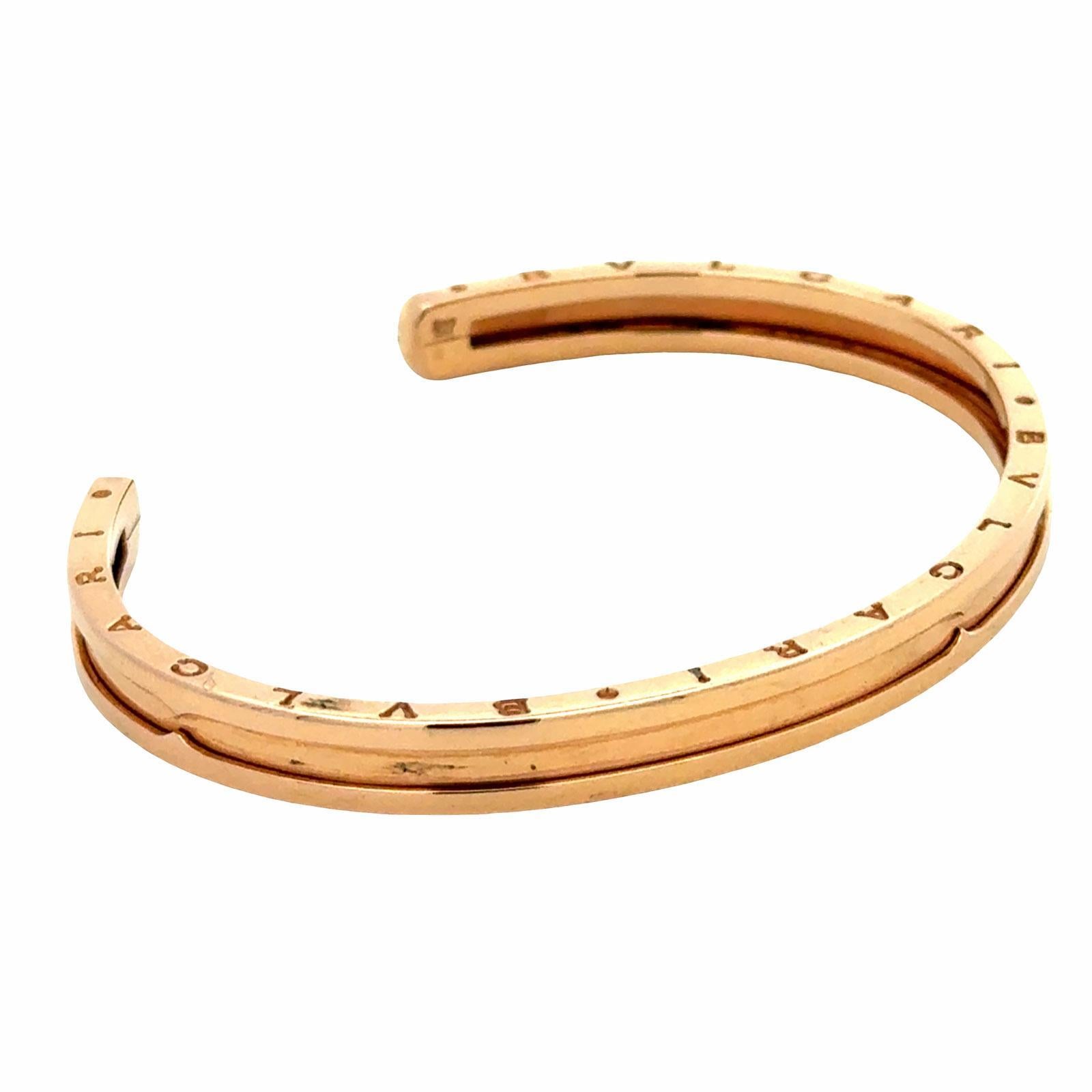 Moderne Bvlgari BZero Rose Gold 18 Karat Cuff Bangle Bracelet New Box & Papers en vente