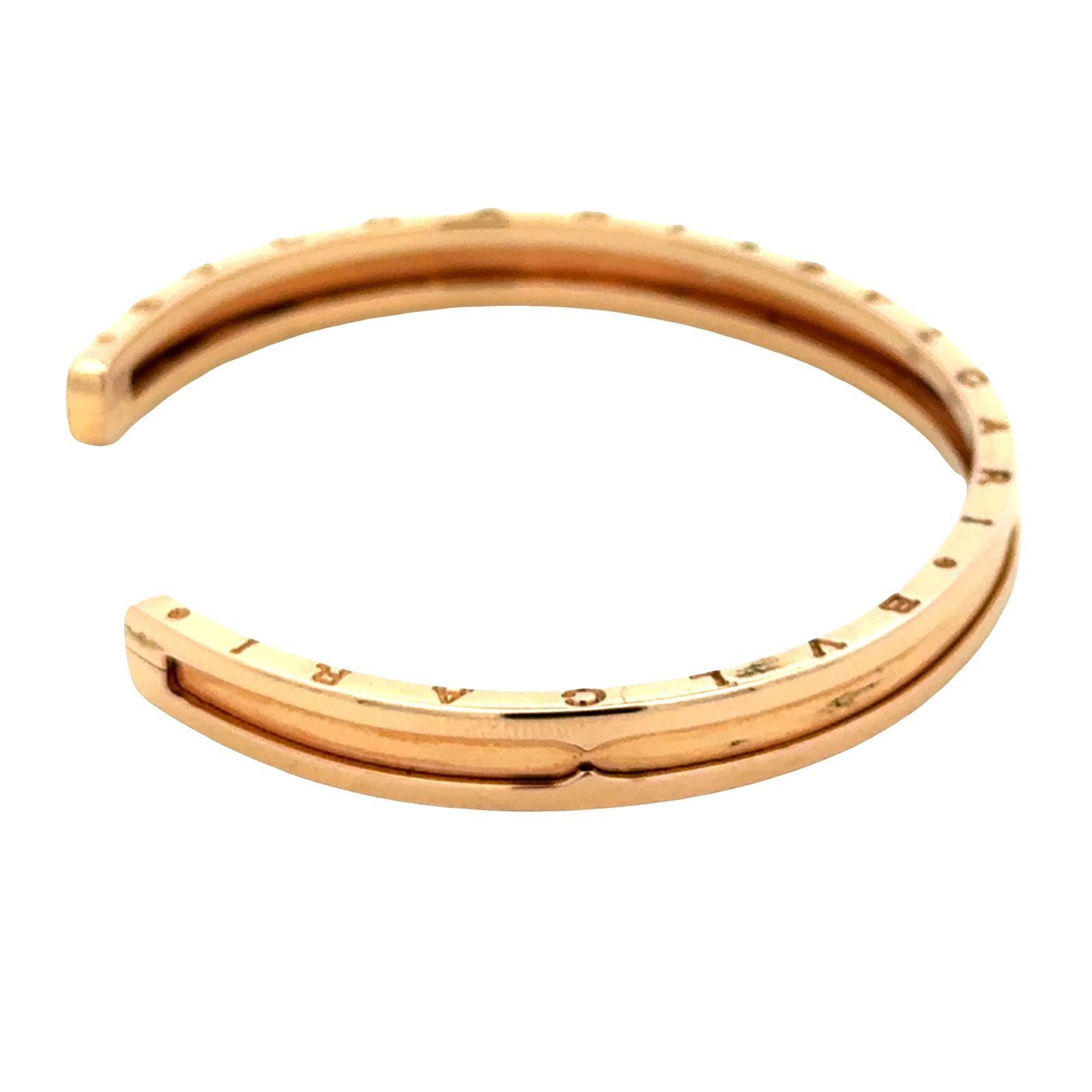 Bvlgari BZero Rose Gold 18 Karat Cuff Bangle Bracelet New Box & Papers Pour femmes en vente