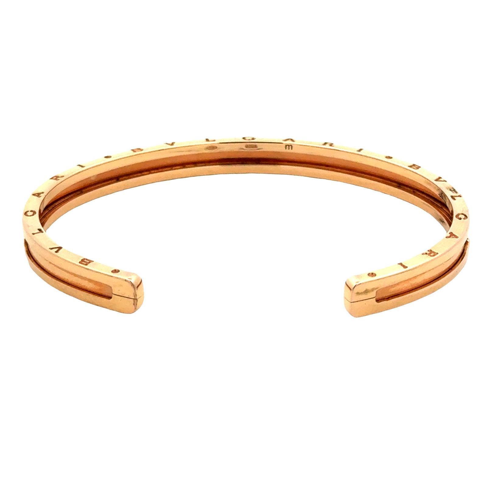 Bvlgari BZero Rose Gold 18 Karat Cuff Bangle Bracelet New Box & Papers en vente 1