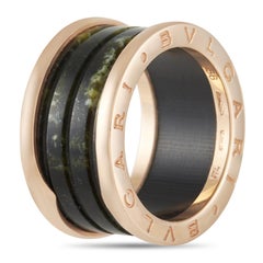 Bvlgari B.Zero 18K Rose Gold Green Marble Band Ring