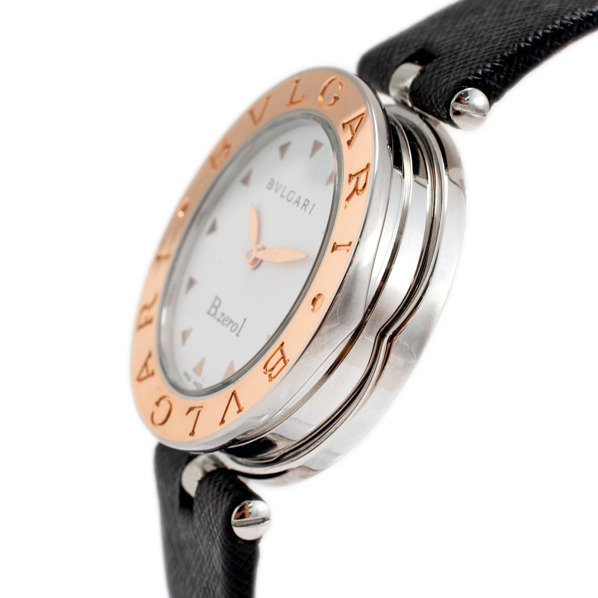 Bvlgari B.Zero 30MM BZP30S 18K Weißgold & Edelstahl Quarz Damenuhr im Zustand „Hervorragend“ in Houston, TX
