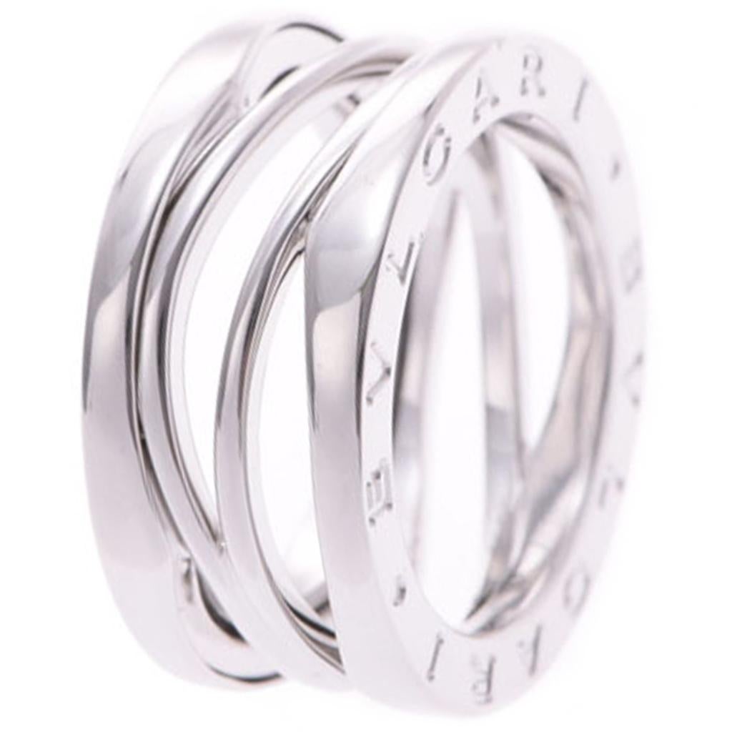 Contemporary Bvlgari B.Zero Design Legend 18K White Gold 3-Band Ring Size 49