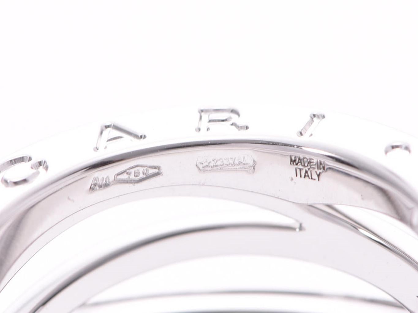 Bvlgari B.Zero Design Legend 18K White Gold 3-Band Ring Size 49 1