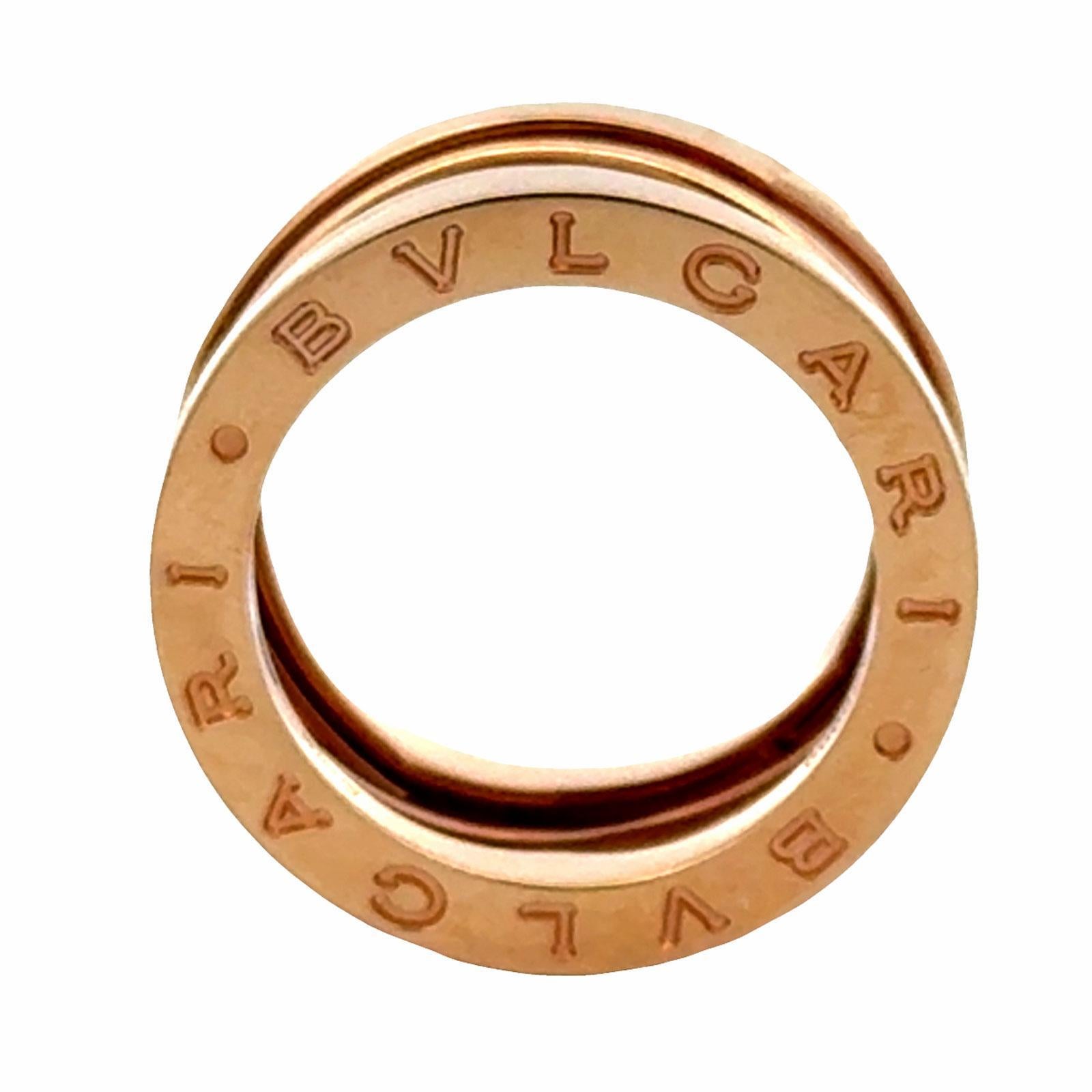 Bvlgari BZero Legend 18 Karat Rose Gold Ring Size 53 (6.5) B&P’s New For Sale 5