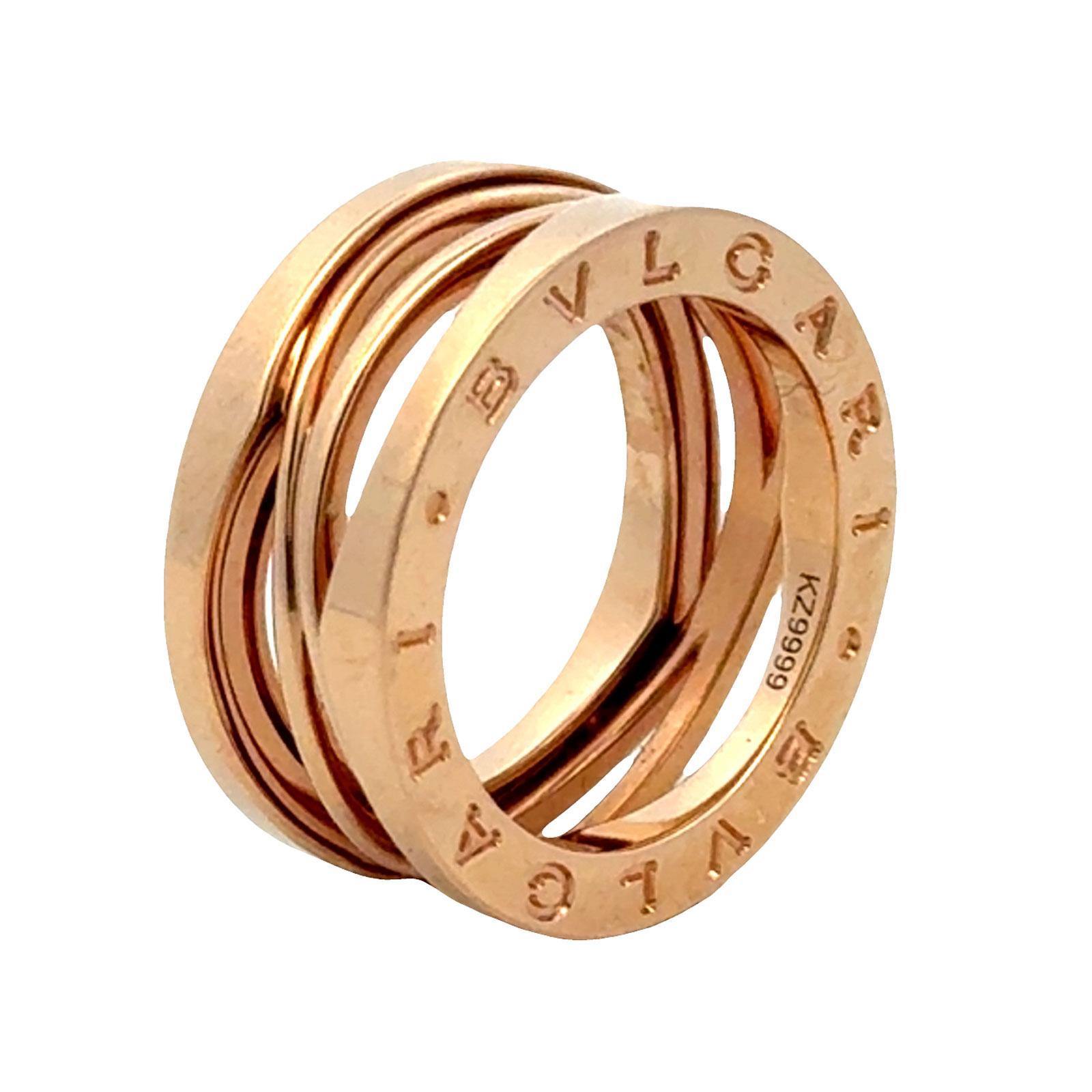 Bvlgari BZero Legend 18 Karat Rose Gold Ring Size 53 (6.5) B&P’s New For Sale 6