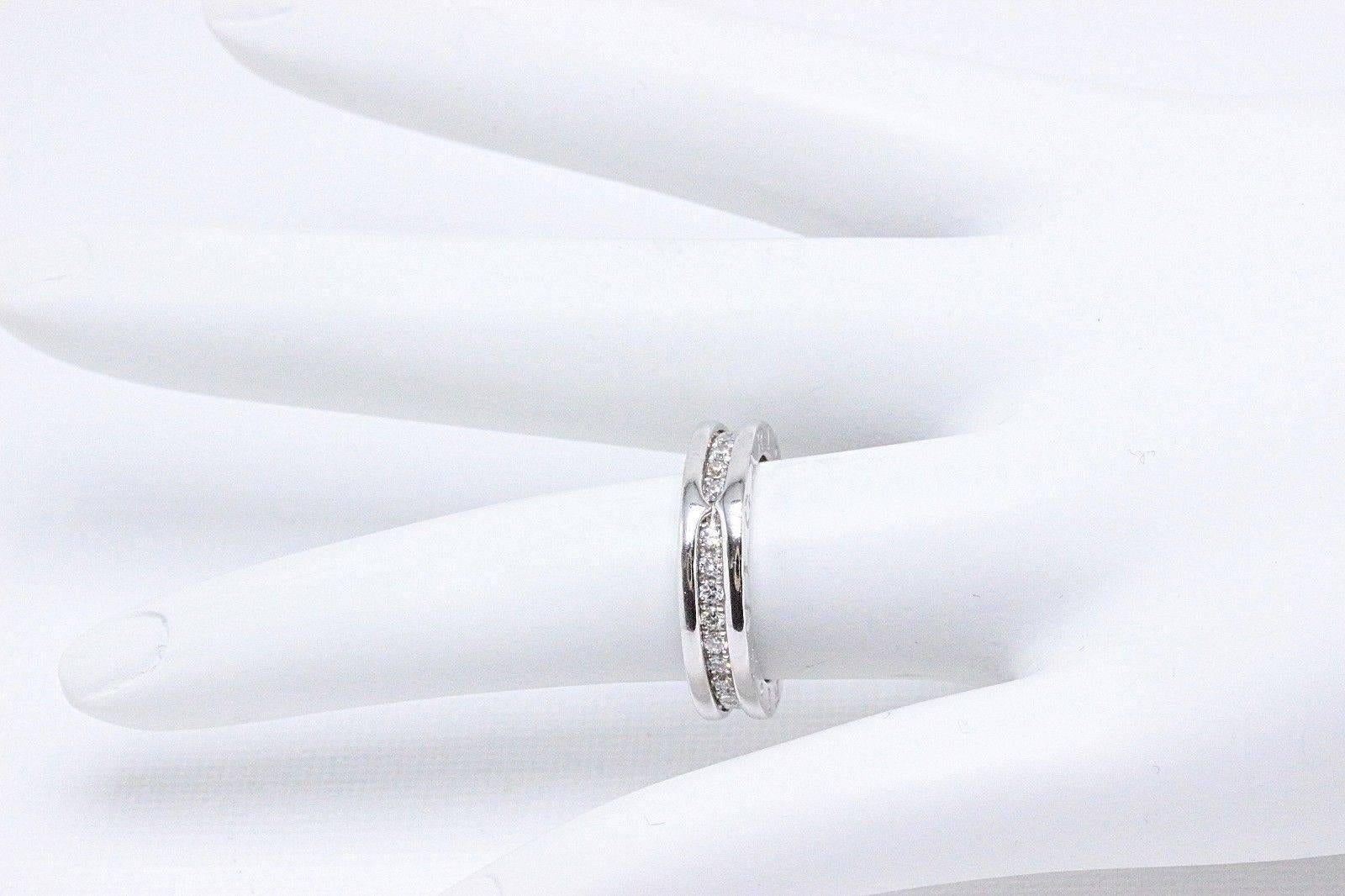 Modern Bvlgari B.Zero One Row Diamond Band Ring in 18 Karat White Gold 0.60 Carat For Sale