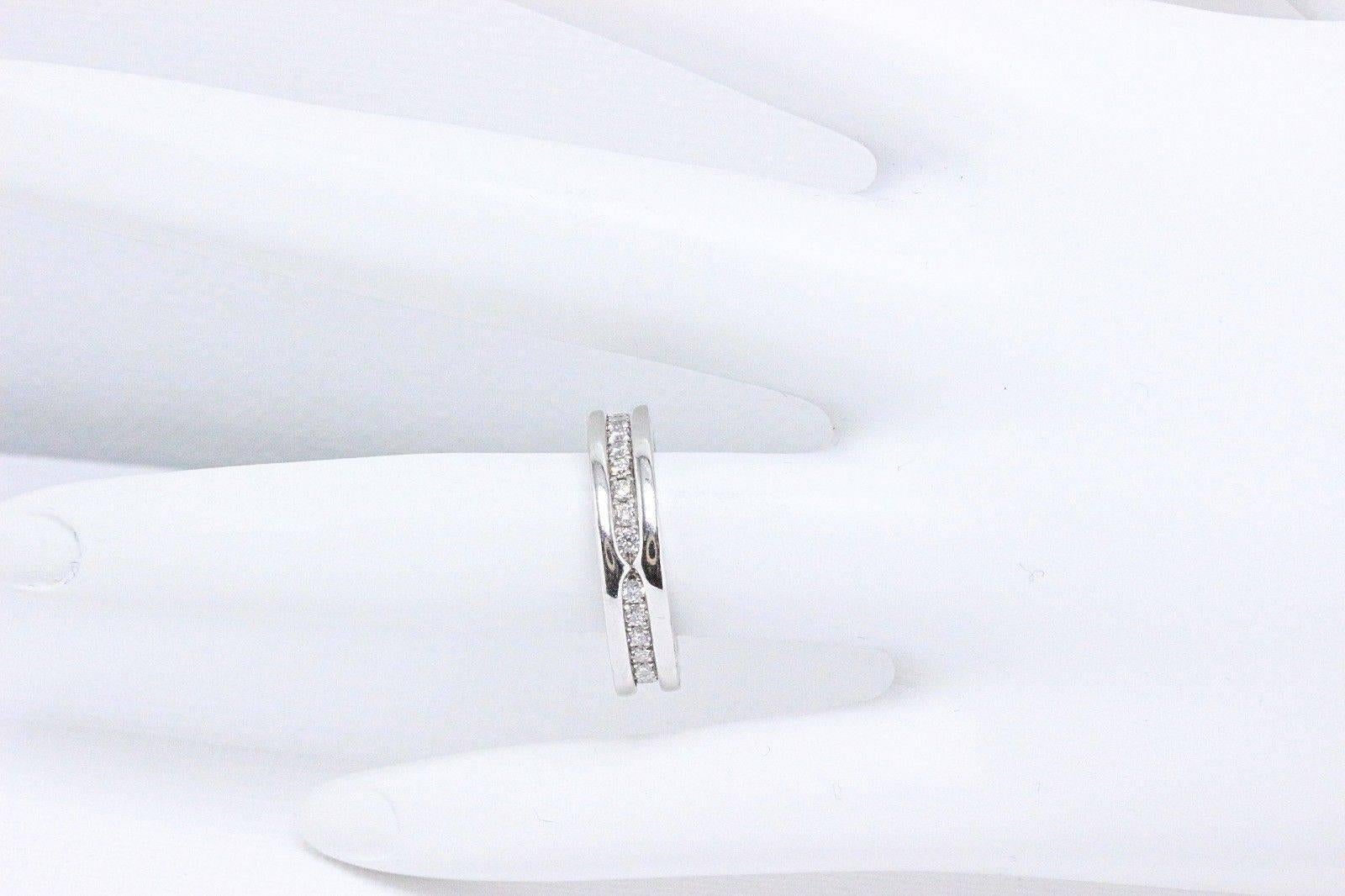 Women's or Men's Bvlgari B.Zero One Row Diamond Band Ring in 18 Karat White Gold 0.60 Carat For Sale