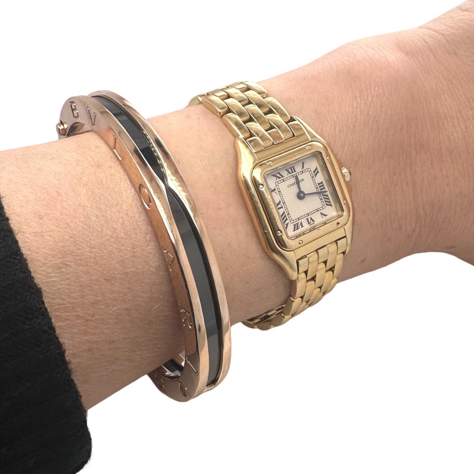 Bvlgari B.zero Oro Rosa Smalto Nero Bangle, Misura M In condizioni buone in vendita a Miami, FL