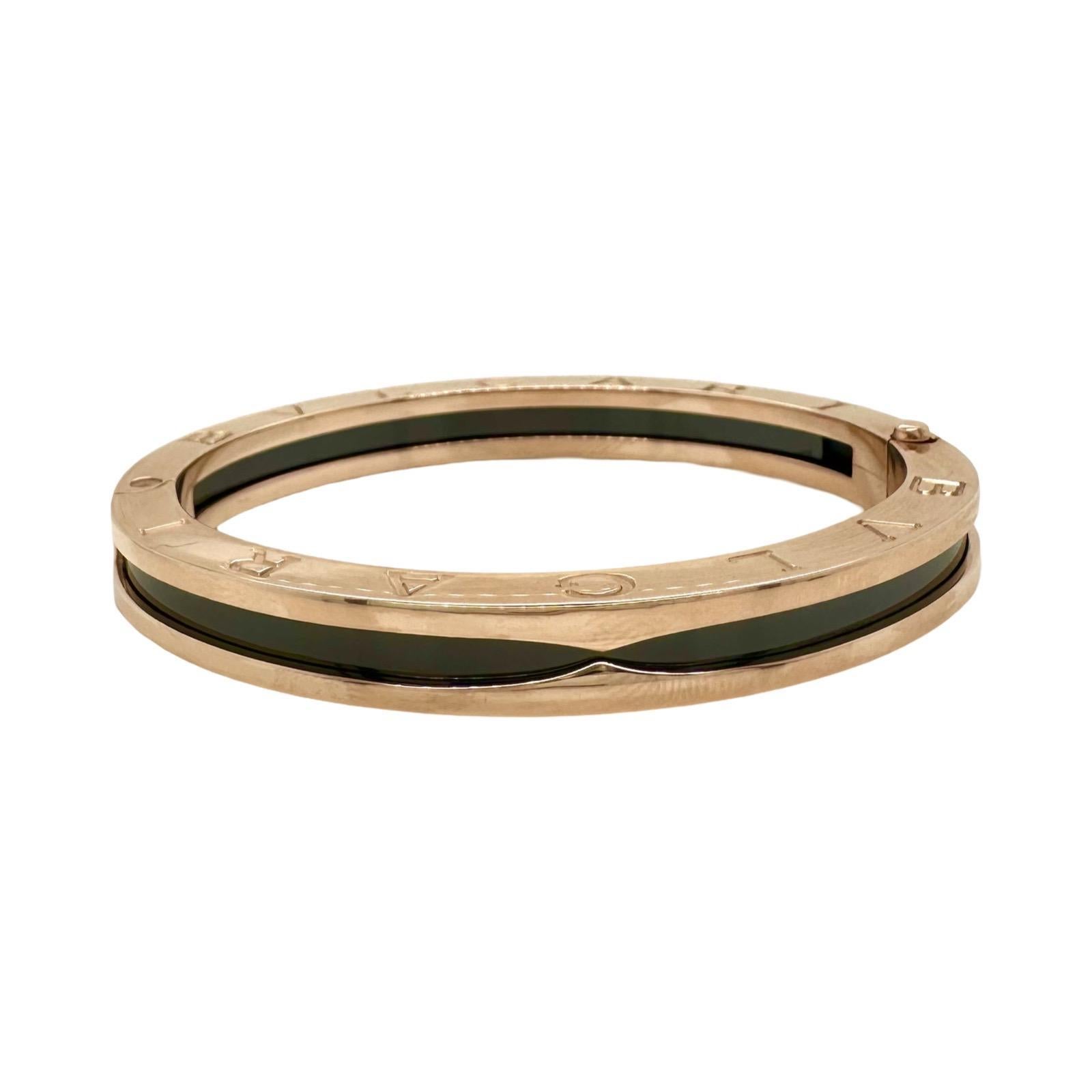 Donna Bvlgari B.zero Oro Rosa Smalto Nero Bangle, Misura M in vendita