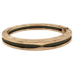Bvlgari B.zero Armreif aus Roségold mit schwarzer Emaille, Größe M