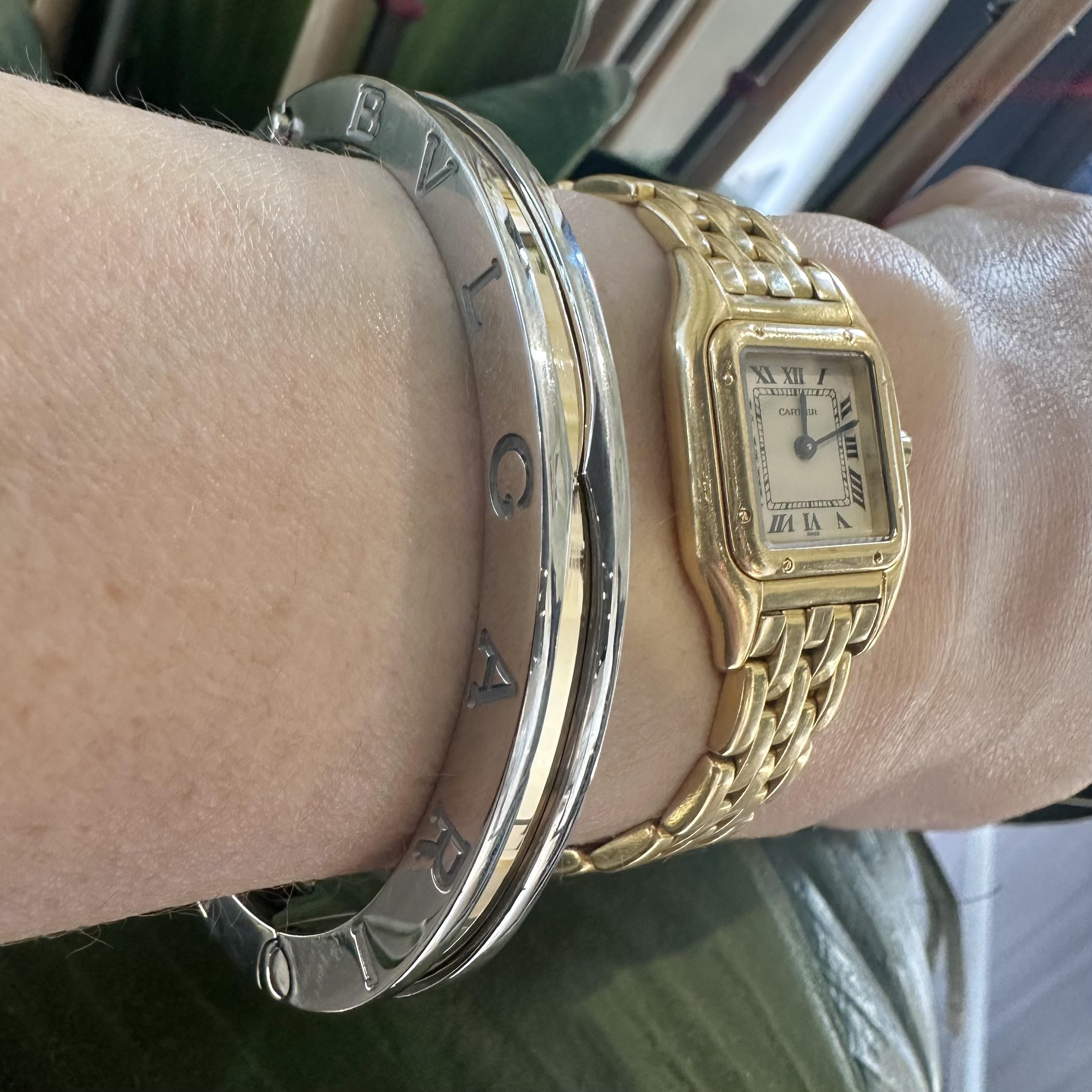 Bvlgari B.zero Pulsera brazalete bisagras dos tonos oro 18k/acero, talla M en venta 1