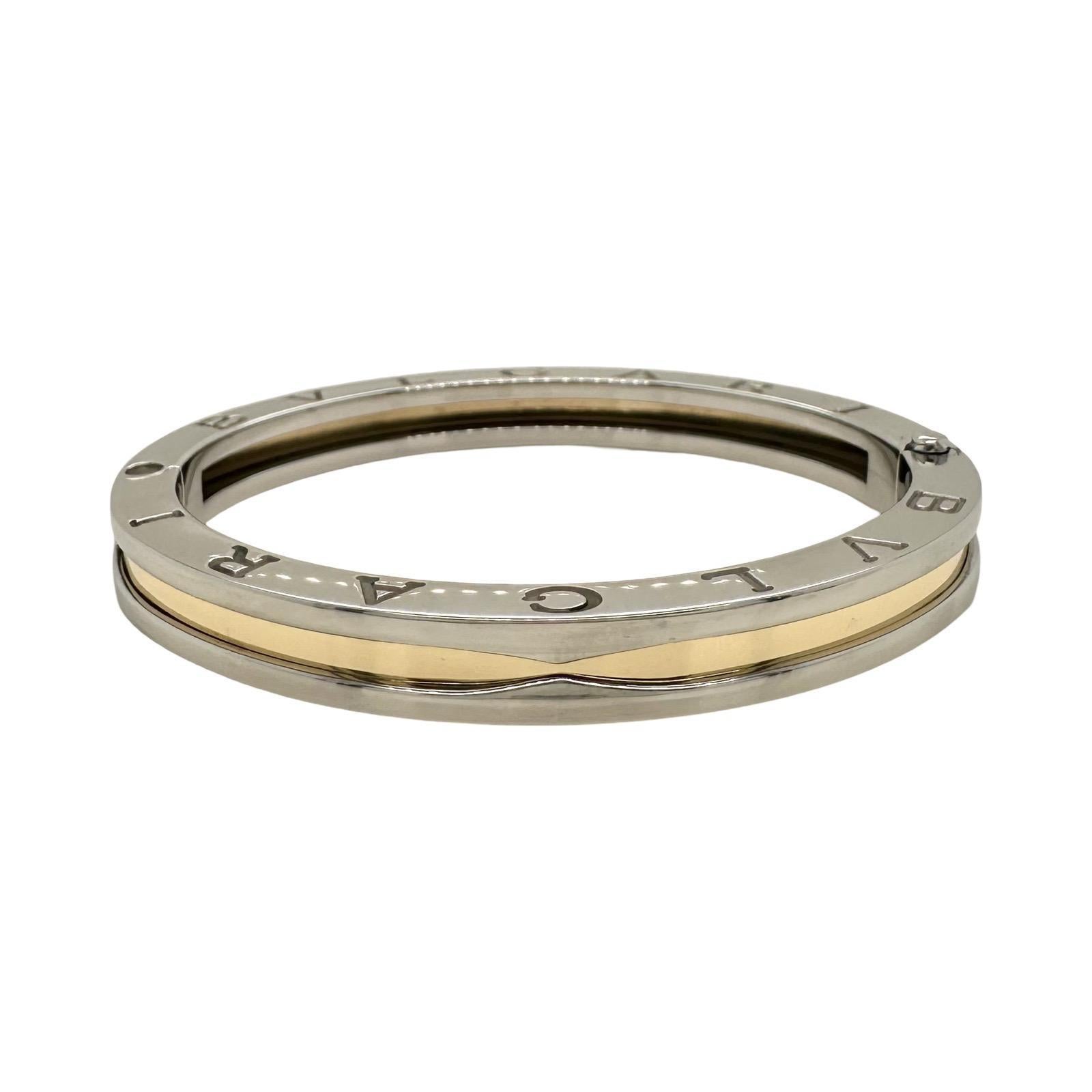 Bvlgari B.zero Pulsera brazalete bisagras dos tonos oro 18k/acero, talla M en venta 3