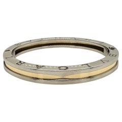Bvlgari B.zero Two Tone 18k Gold/Steel Hinges Bangle Bracelet, Size M
