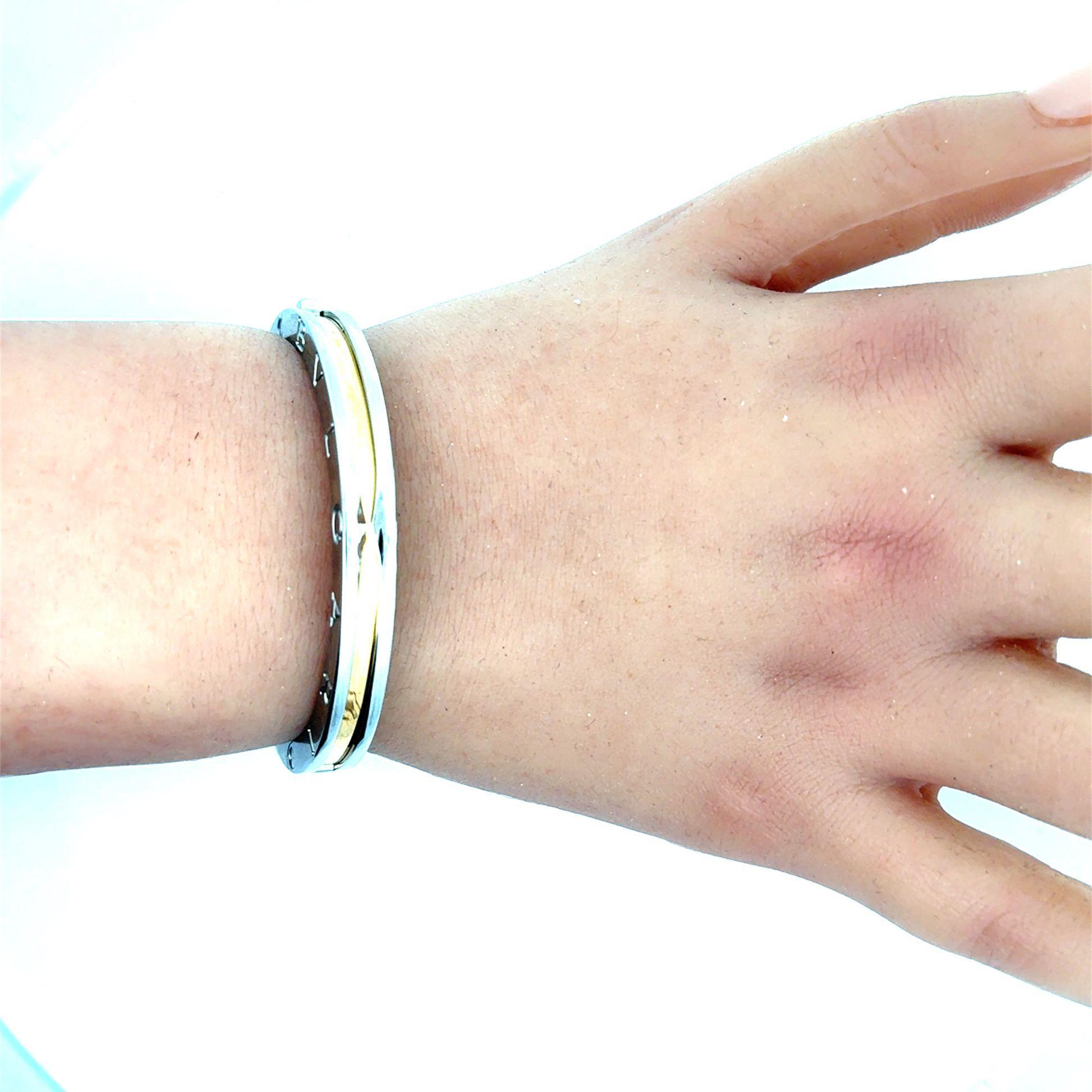 Bvlgari B.Zero Armreif aus zweifarbigem 18k Gelbgold und Edelstahl mit Edelstahl im Angebot 2