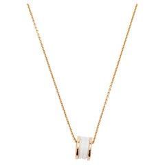 Bvlgari B.Zero White Ceramic 18k Rose Gold Pendant Necklace