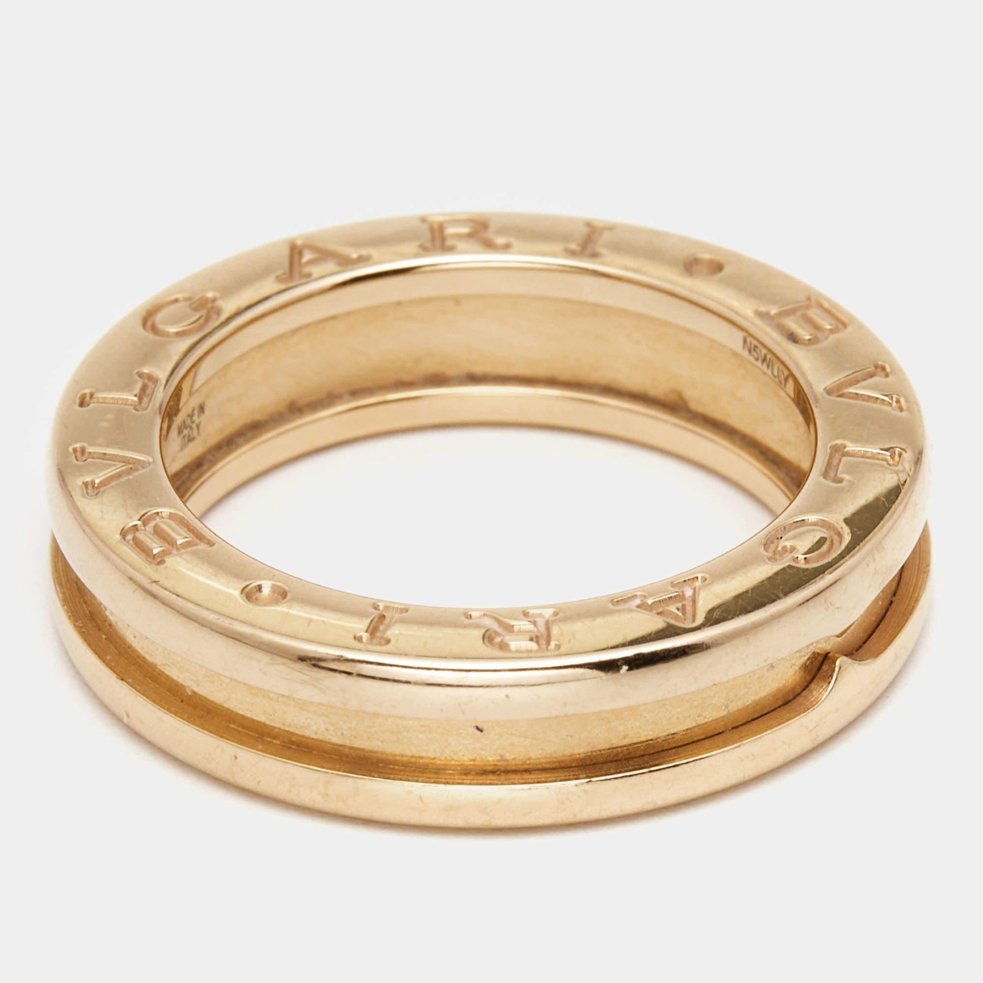 Women's Bvlgari B.Zero1 1-Band 18k Rose Gold Ring Size 48 For Sale