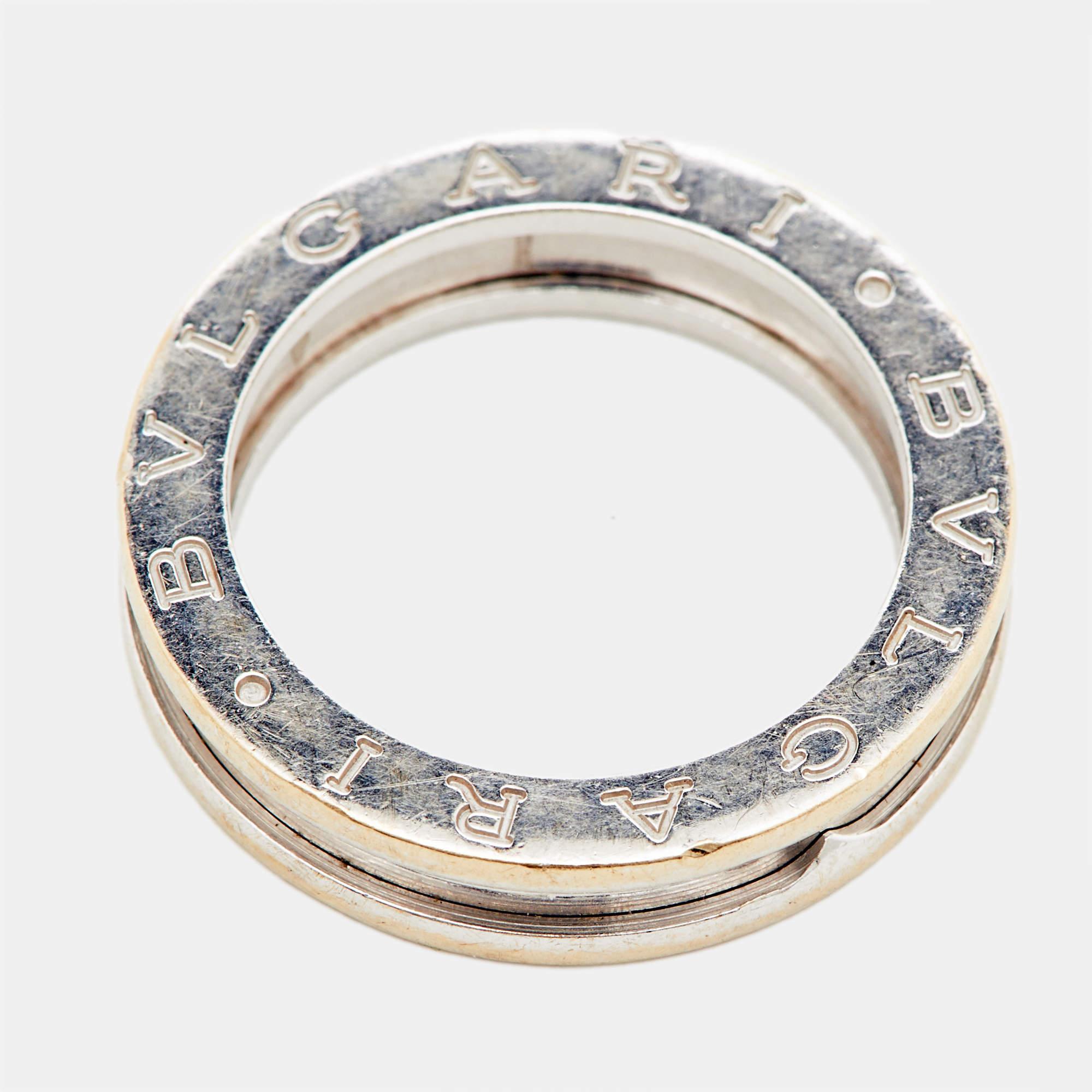 Aesthetic Movement Bvlgari B.Zero1 1-Band 18k White Gold Band Ring Size 54 For Sale