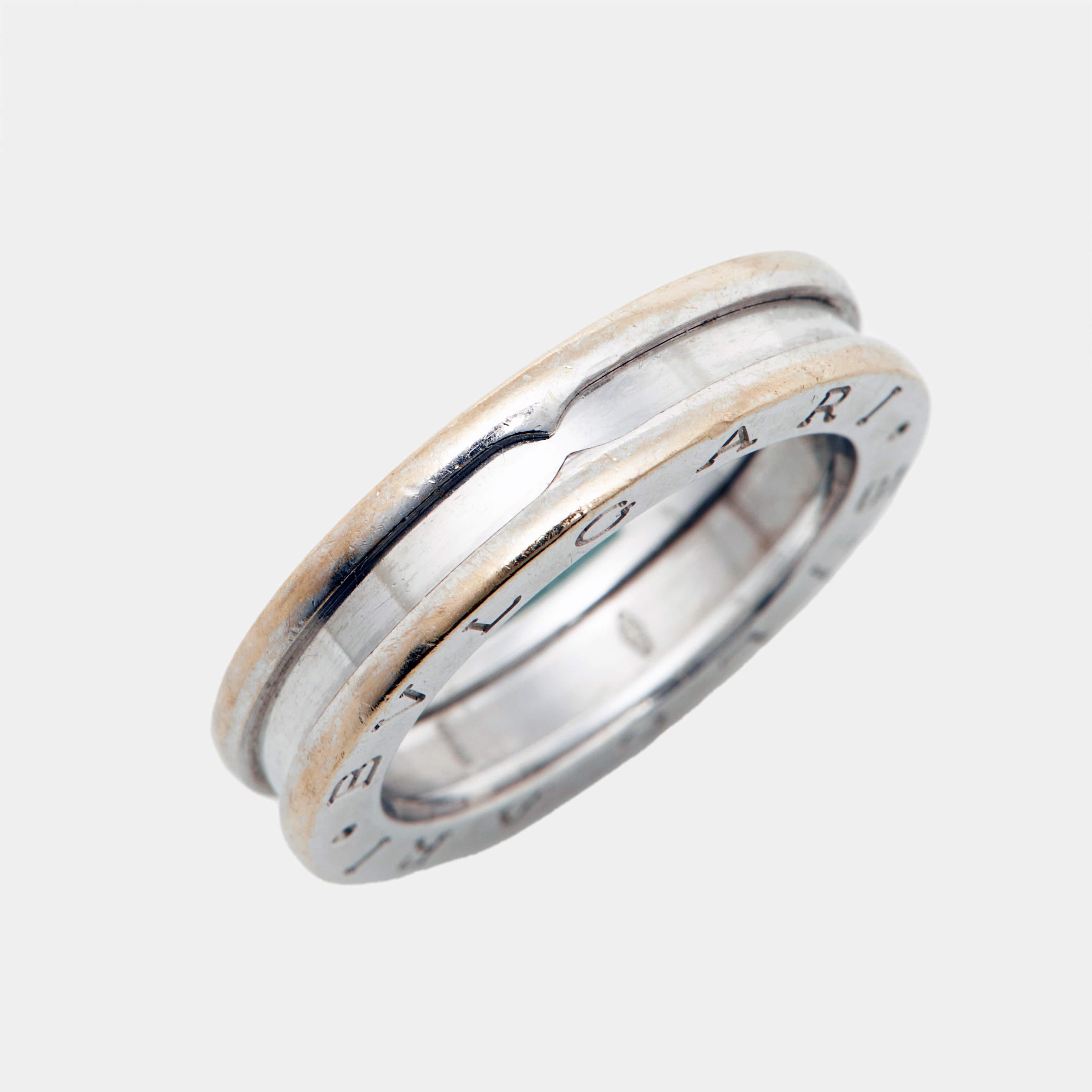 Women's Bvlgari B.Zero1 1-Band 18k White Gold Band Ring Size 54 For Sale