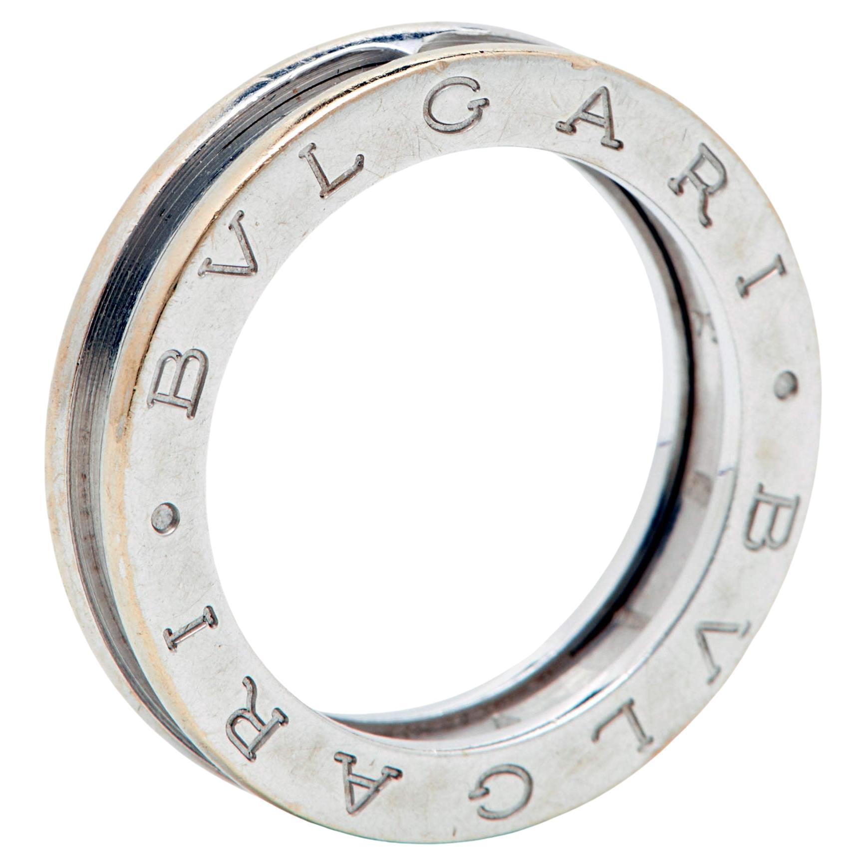Bvlgari B.Zero1, bague à 1 anneau en or blanc 18 carats, taille 54