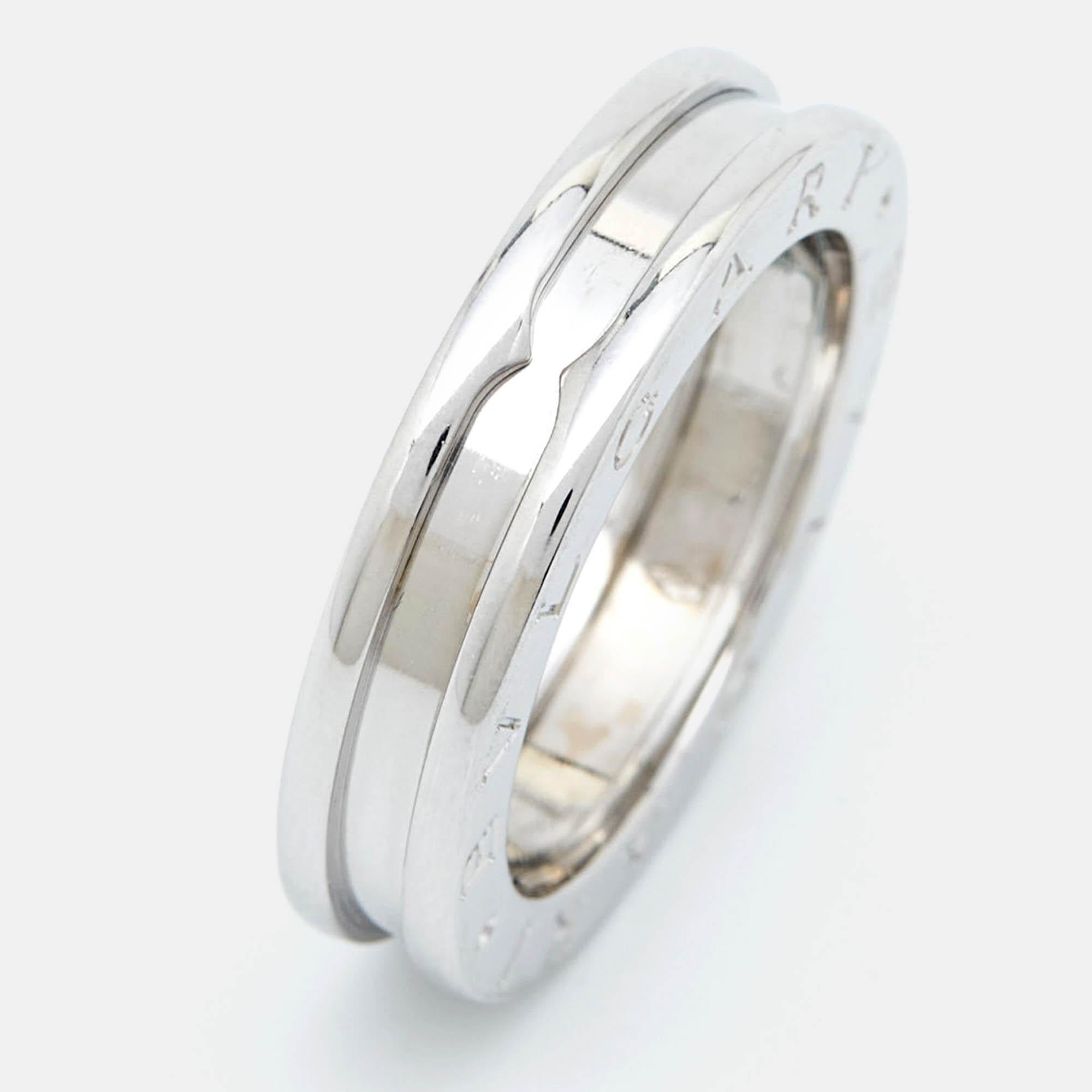 Bvlgari B.Zero1 1-Band 18k White Gold Ring Size 54 In Good Condition For Sale In Dubai, Al Qouz 2
