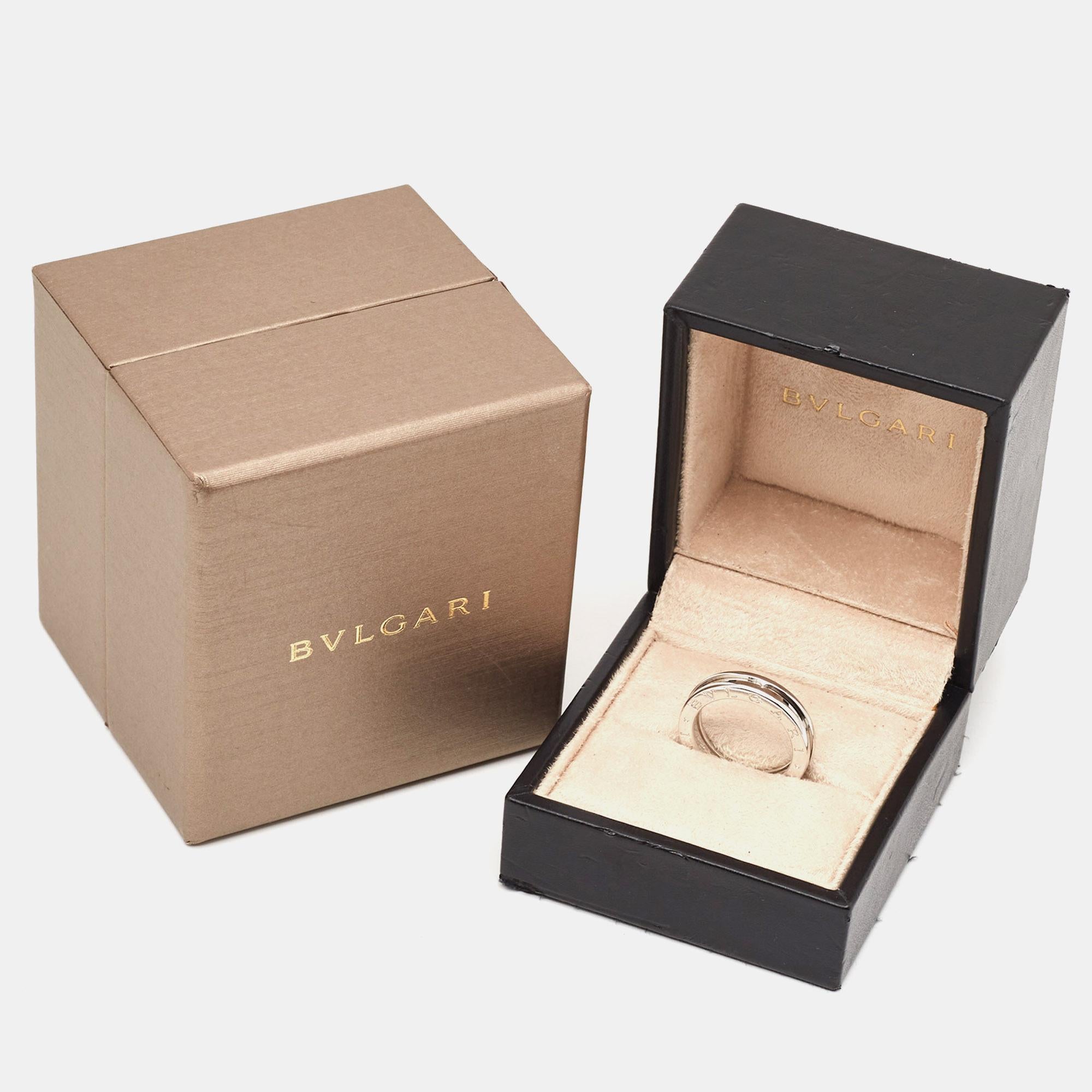 Bvlgari B.Zero1 1-Band 18k White Gold Ring Size 54 In Excellent Condition For Sale In Dubai, Al Qouz 2