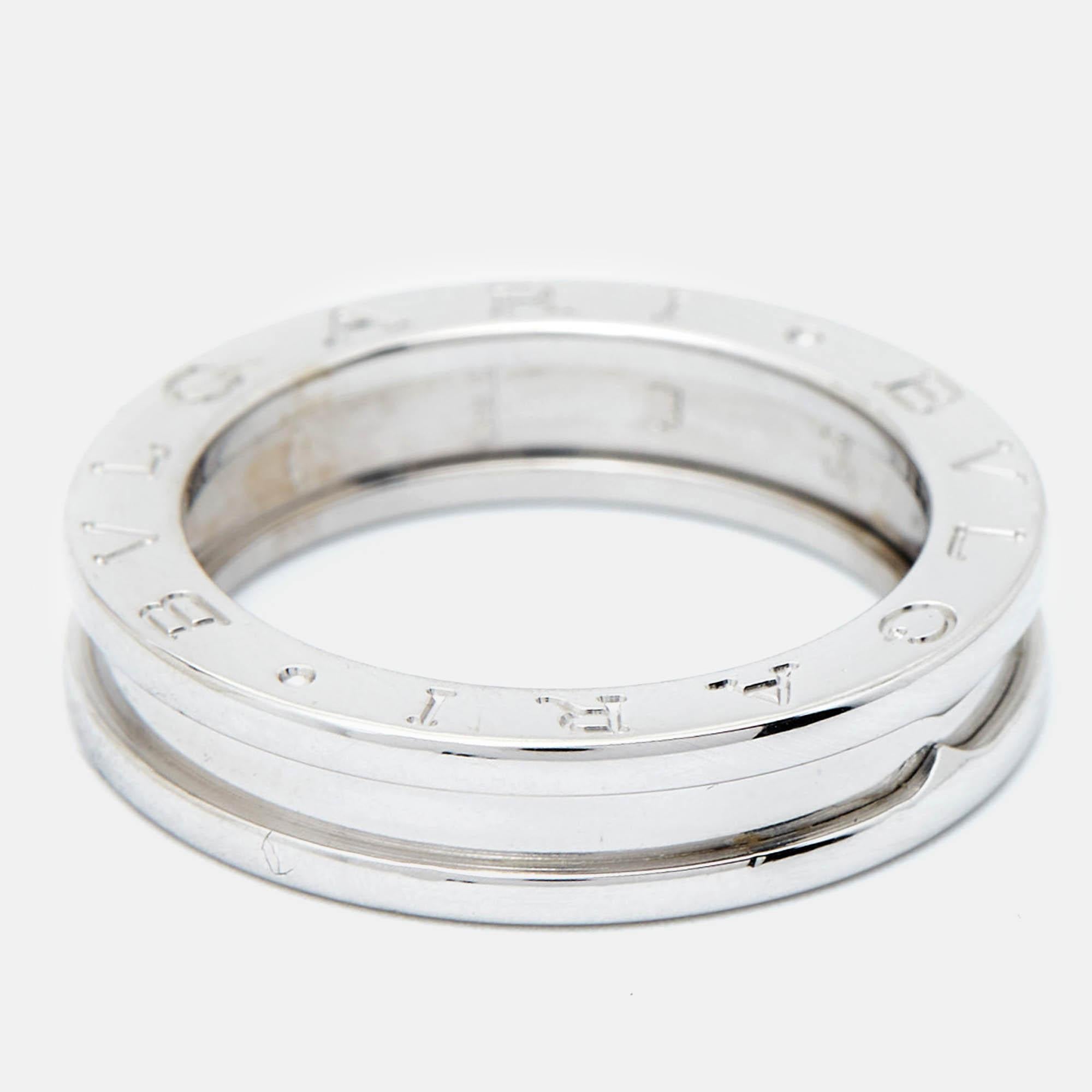 Women's Bvlgari B.Zero1 1-Band 18k White Gold Ring Size 54 For Sale