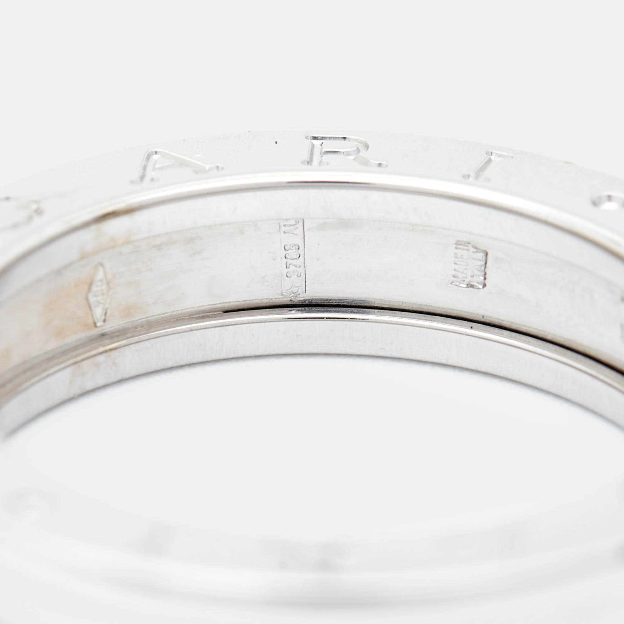 Bvlgari B.Zero1 1-Band 18k White Gold Ring Size 54 For Sale 2