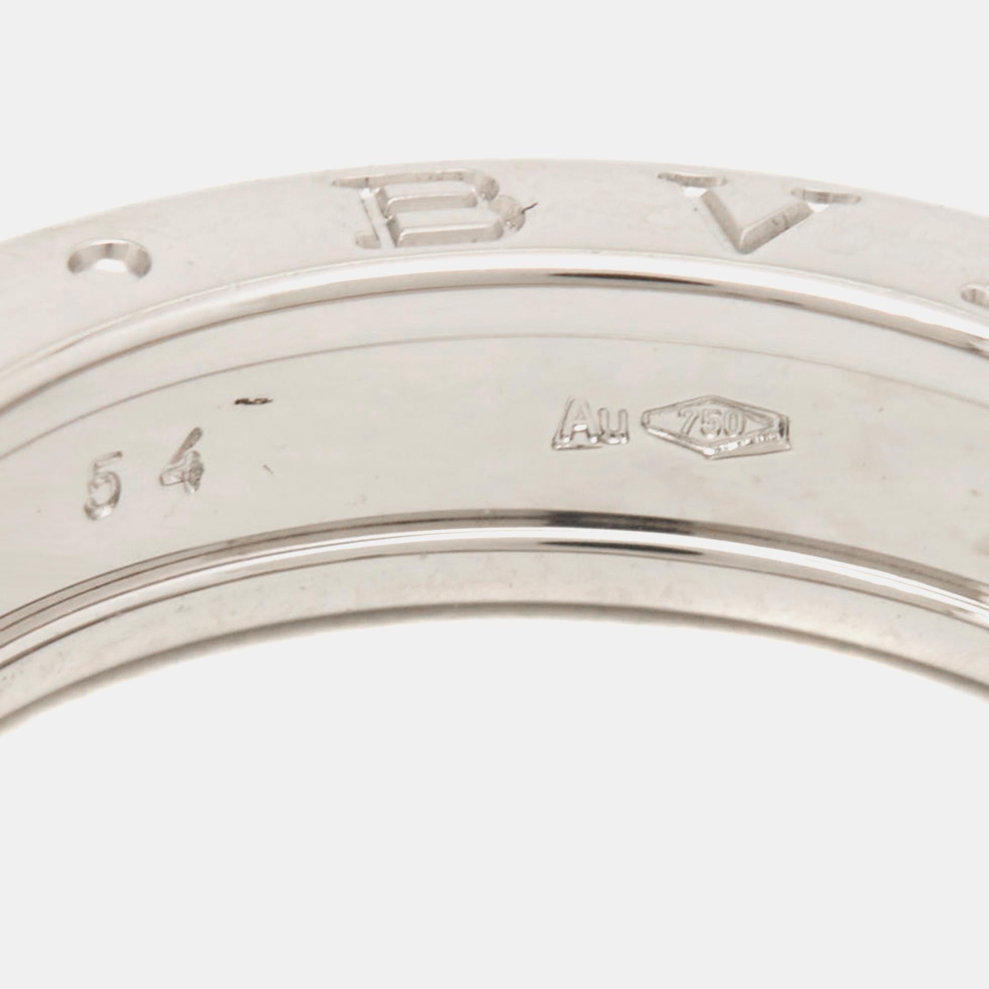 Bvlgari B.Zero1 1-Band 18k White Gold Ring Size 54 For Sale 4