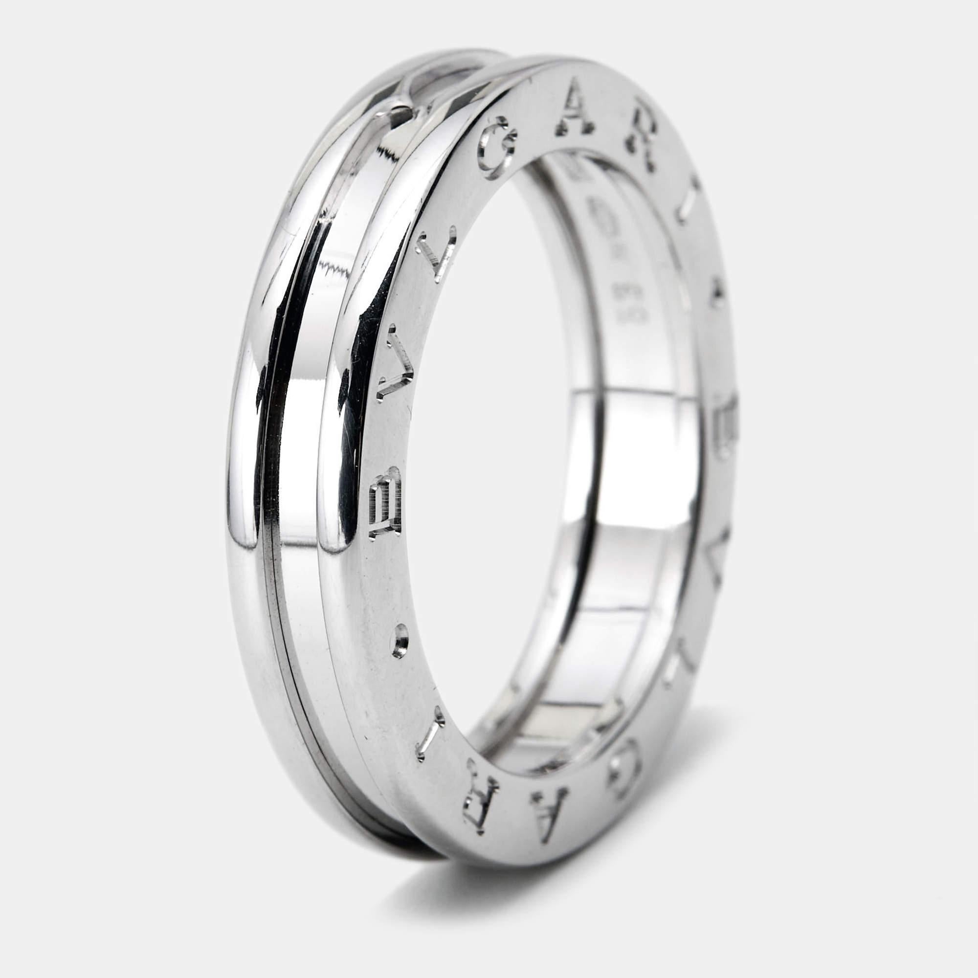 Women's Bvlgari B.Zero1 1-Band 18k White Gold Ring Size 56
