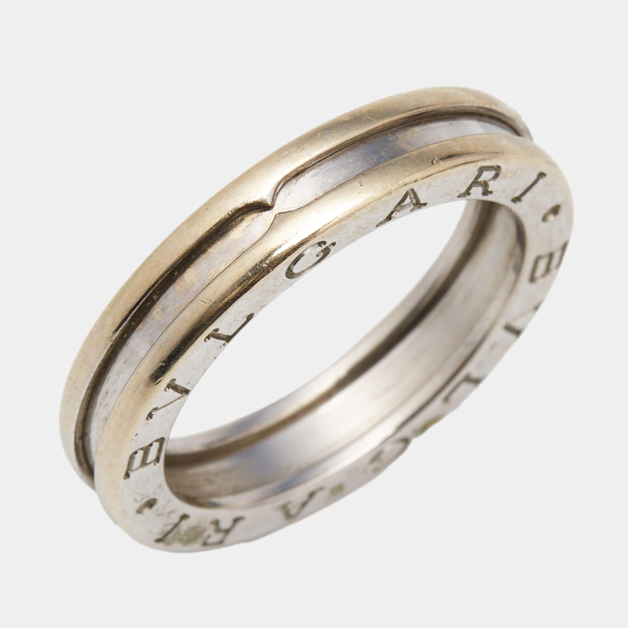 Bvlgari B.Zero1 1-Band 18k White Gold Ring Size 59 For Sale 1