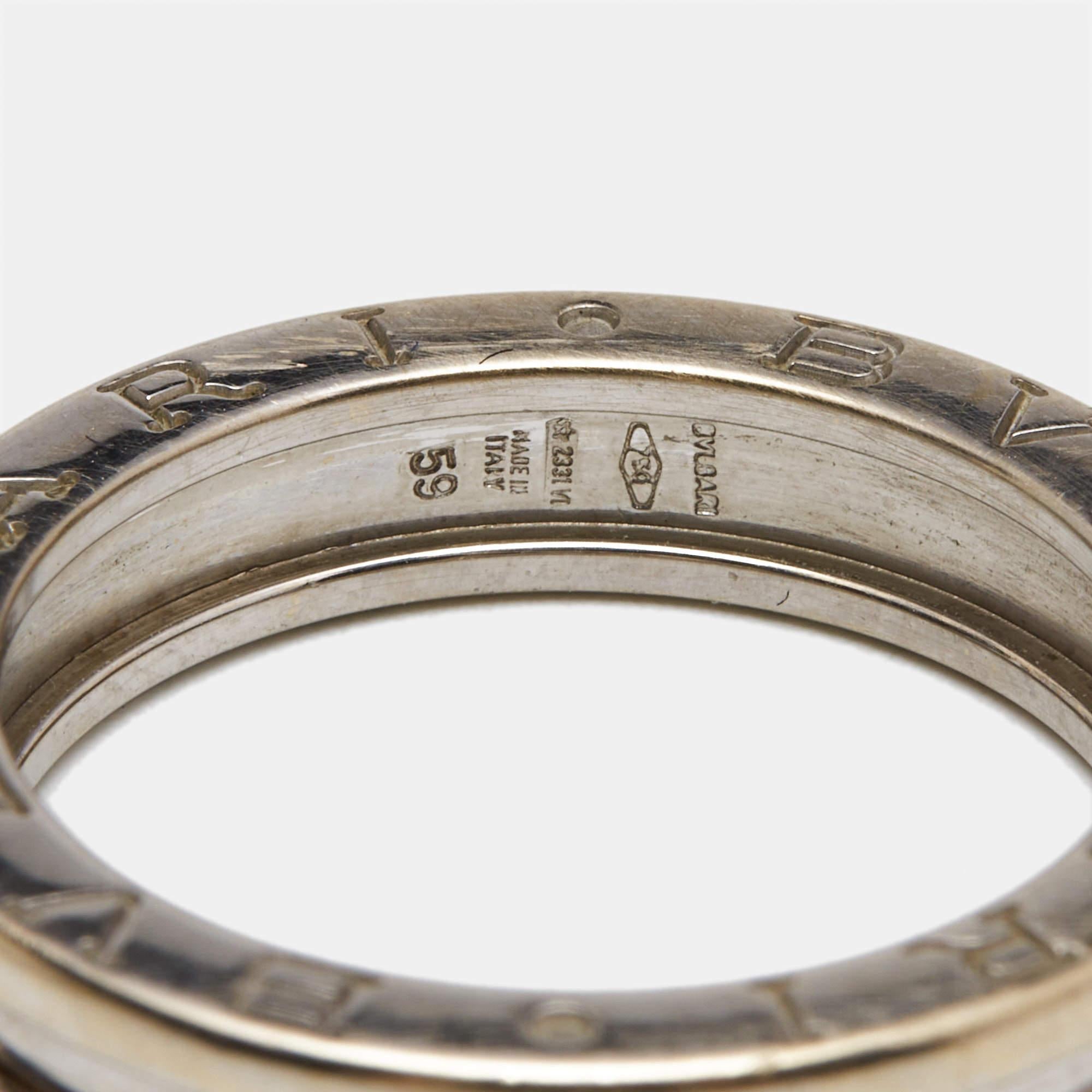 Bvlgari B.Zero1 1-Band 18k White Gold Ring Size 59 For Sale 2