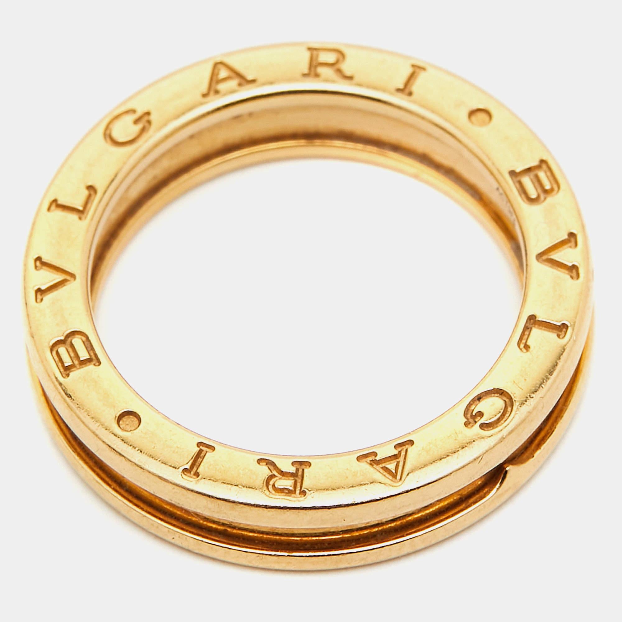 Bvlgari B.Zero1 Bague à 1 anneau en or jaune 18 carats, taille 55 État moyen - En vente à Dubai, Al Qouz 2