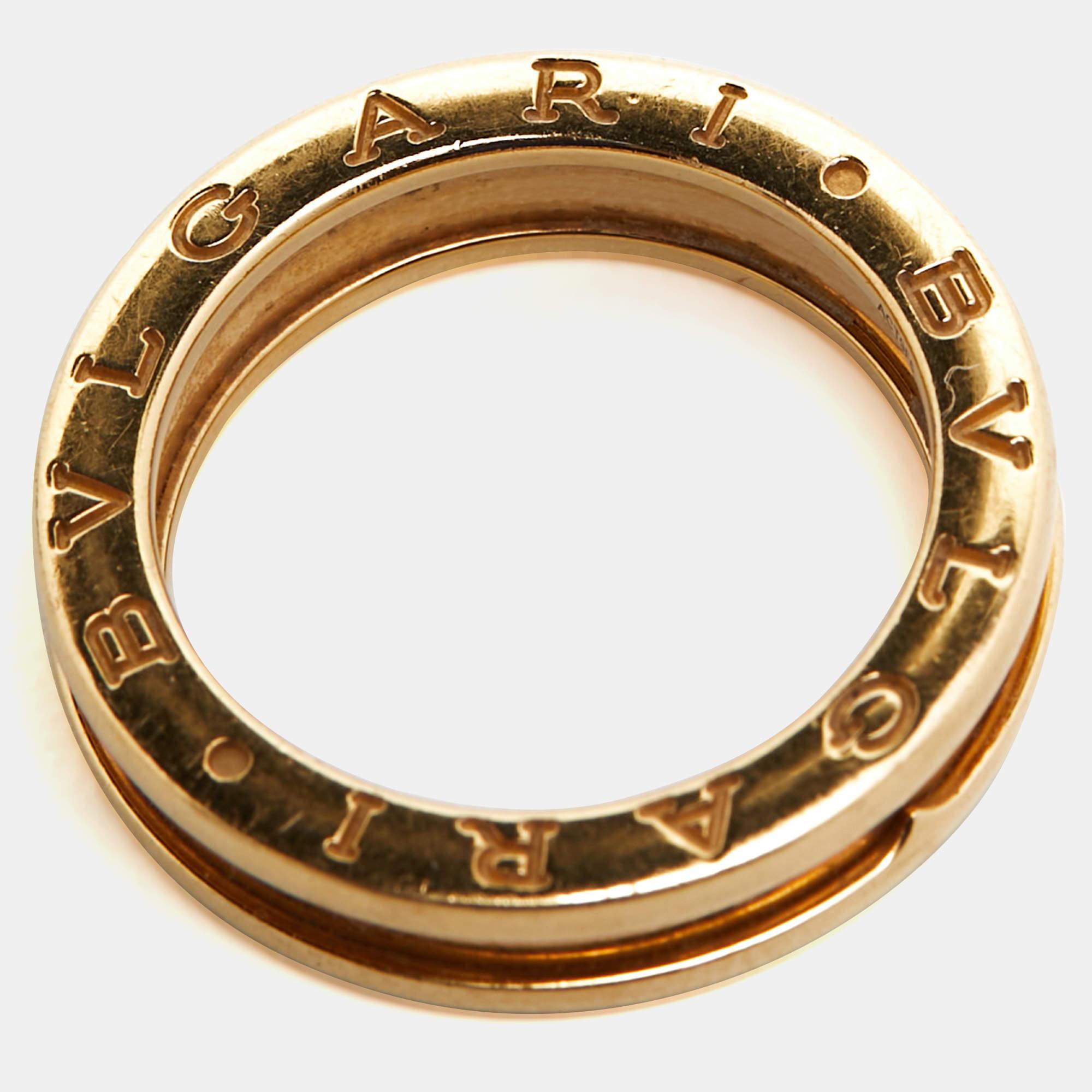 Bvlgari B.Zero1 Bague à 1 anneau en or jaune 18 carats, taille 55 Pour femmes en vente